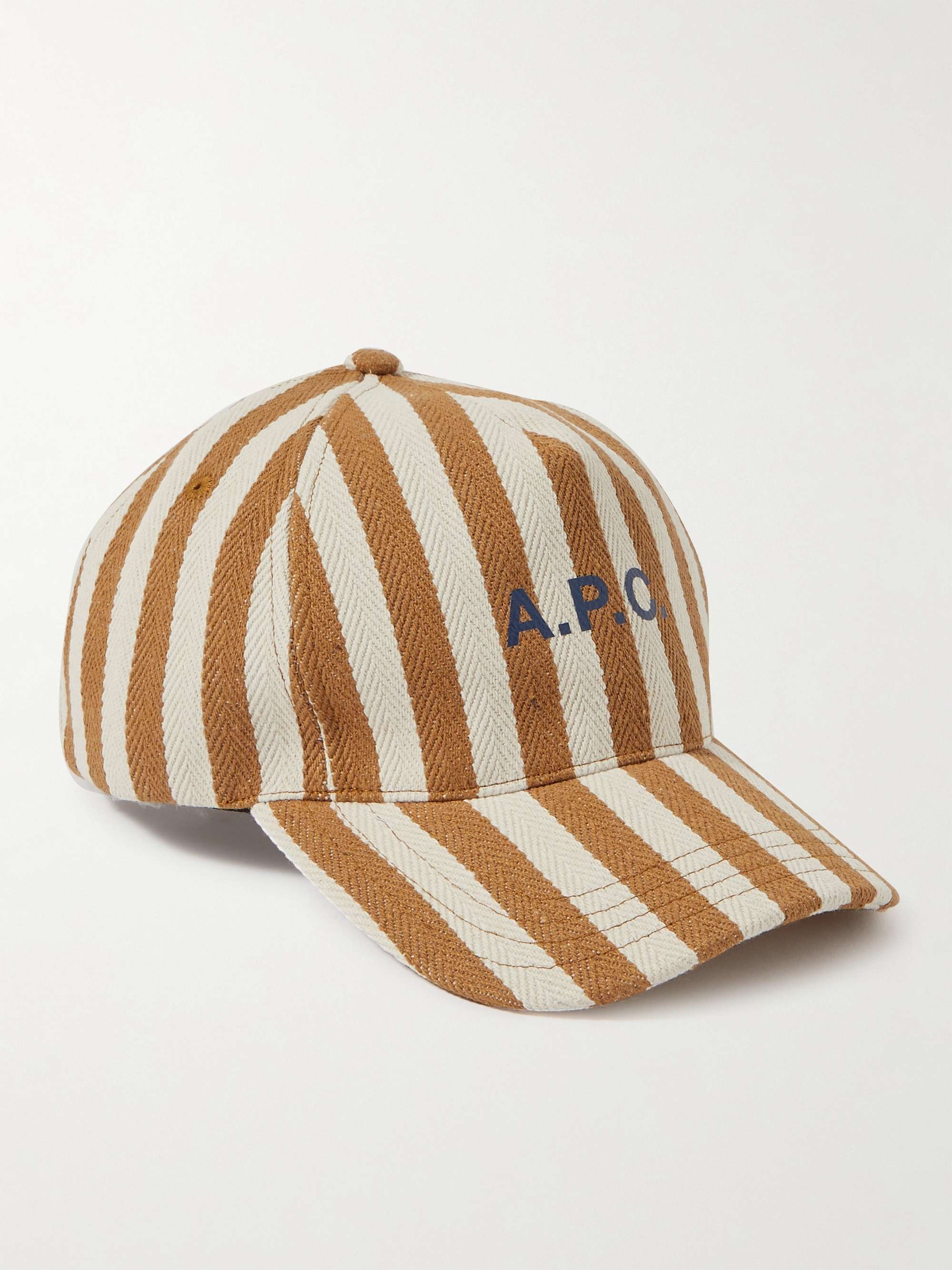 A.P.C. Eden Logo-Printed Striped Cotton-Blend Canvas Baseball Cap for Men |  MR PORTER