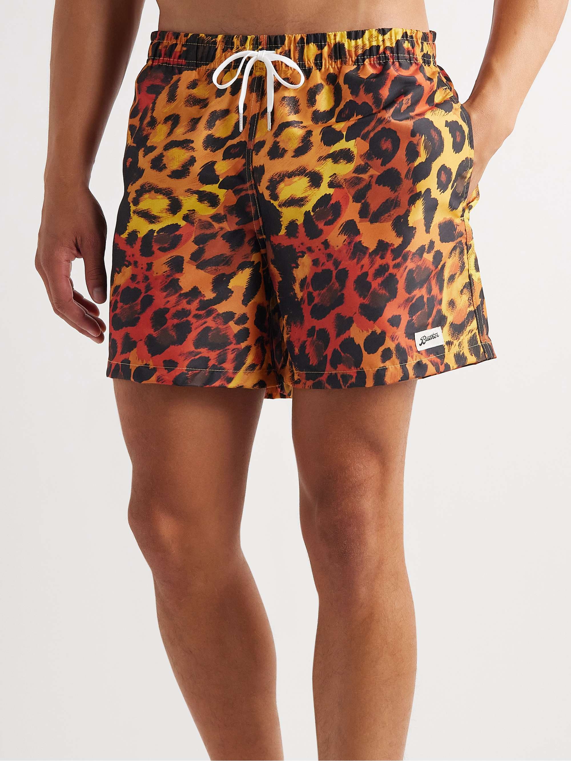 BATHER Straight-Leg Mid-Length Leopard-Print Swim Shorts for Men | MR PORTER