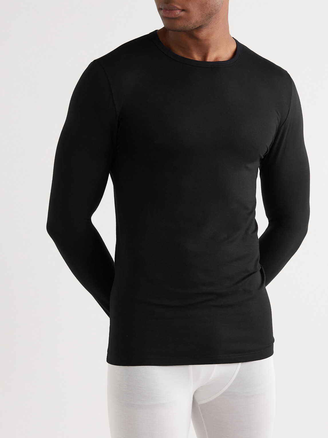 Shop Zimmerli Pureness Stretch-micro Modal T-shirt In Black