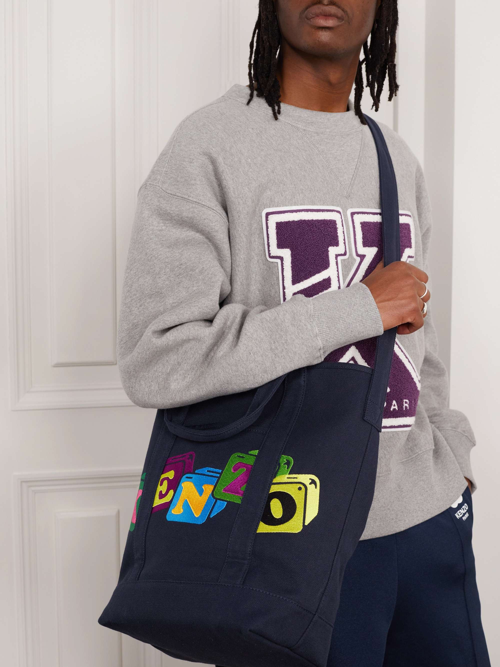 KENZO Boke Boy Logo-Embroidered Cotton-Twill Tote Bag | MR PORTER