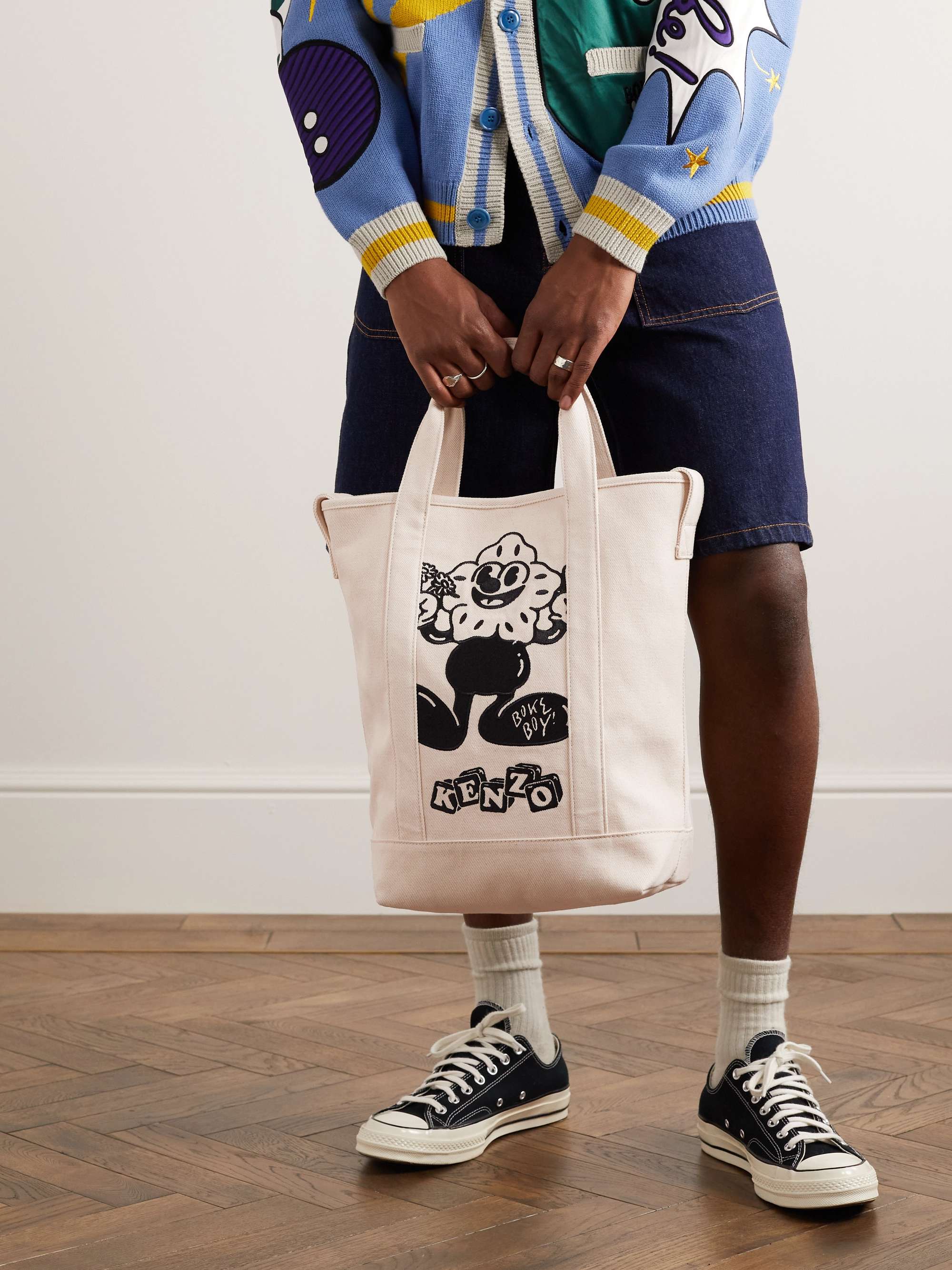 Ecru Boke Boy Logo-Embroidered Cotton-Twill Tote Bag | KENZO | MR PORTER