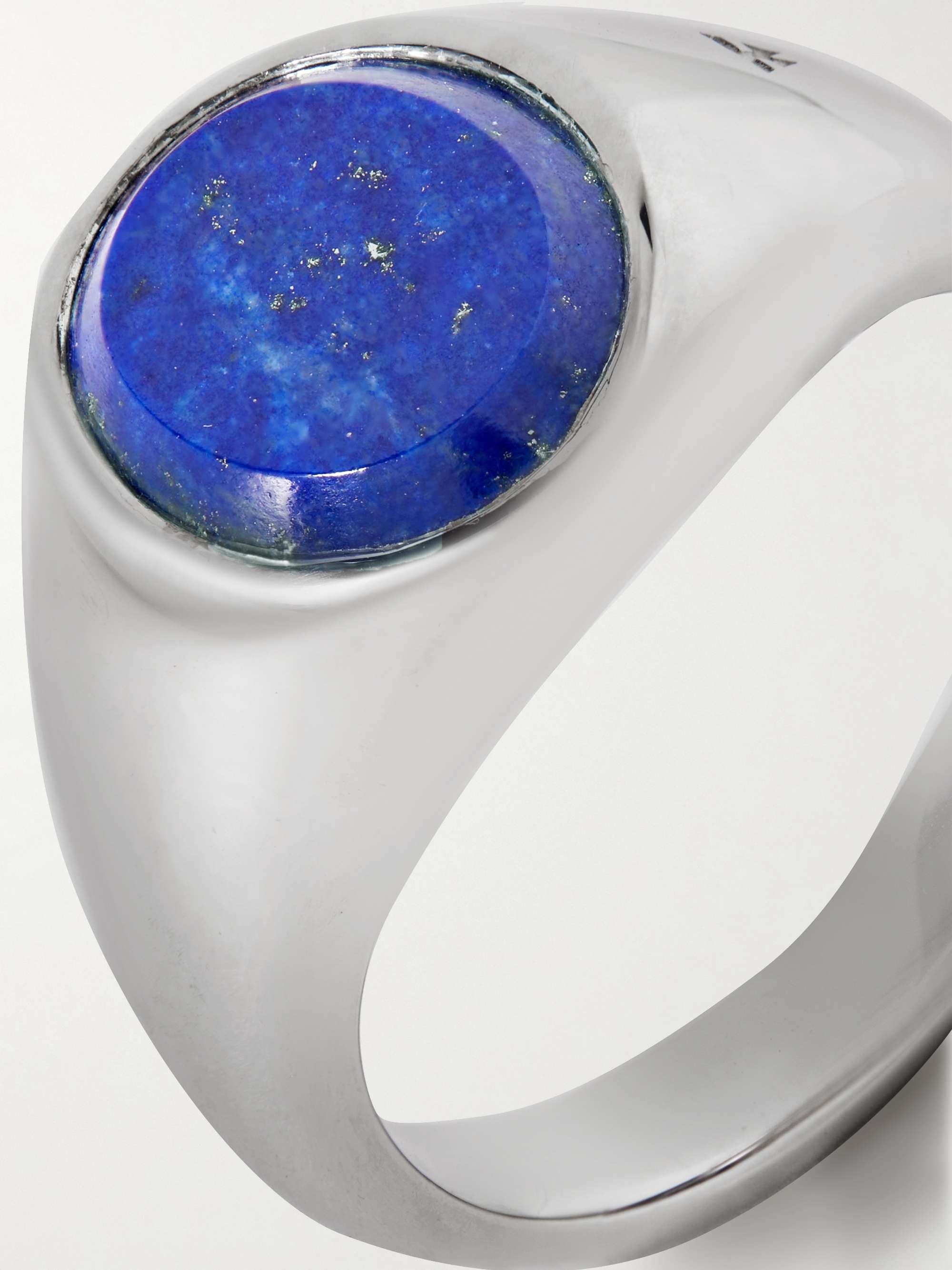 TOM WOOD Lizzie Rhodium-Plated Silver Lapis Ring for Men | MR PORTER