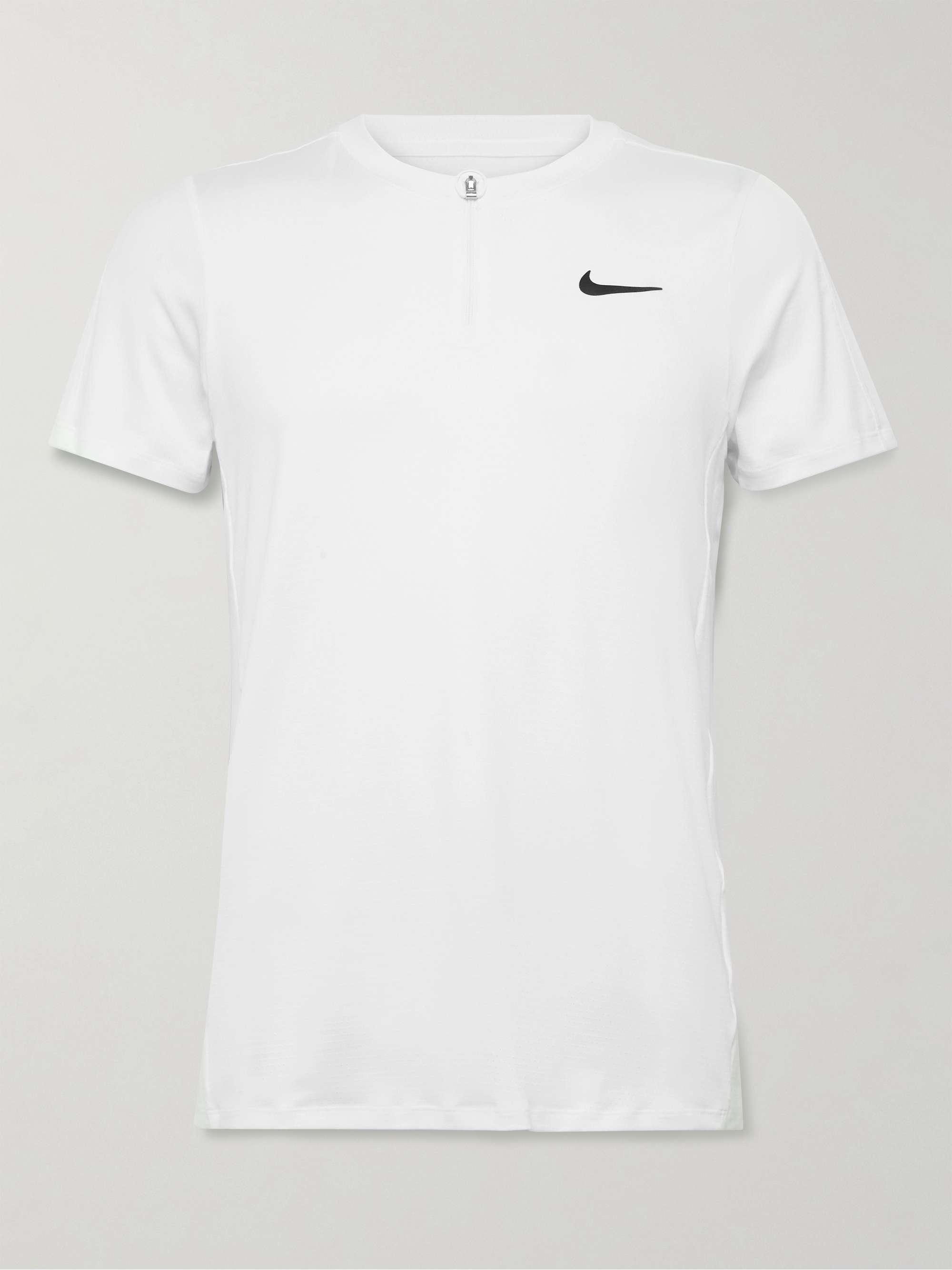 NIKE TENNIS NikeCourt Advantage Slim-Fit Dri-FIT Mesh Half-Zip Tennis T- Shirt for Men | MR PORTER