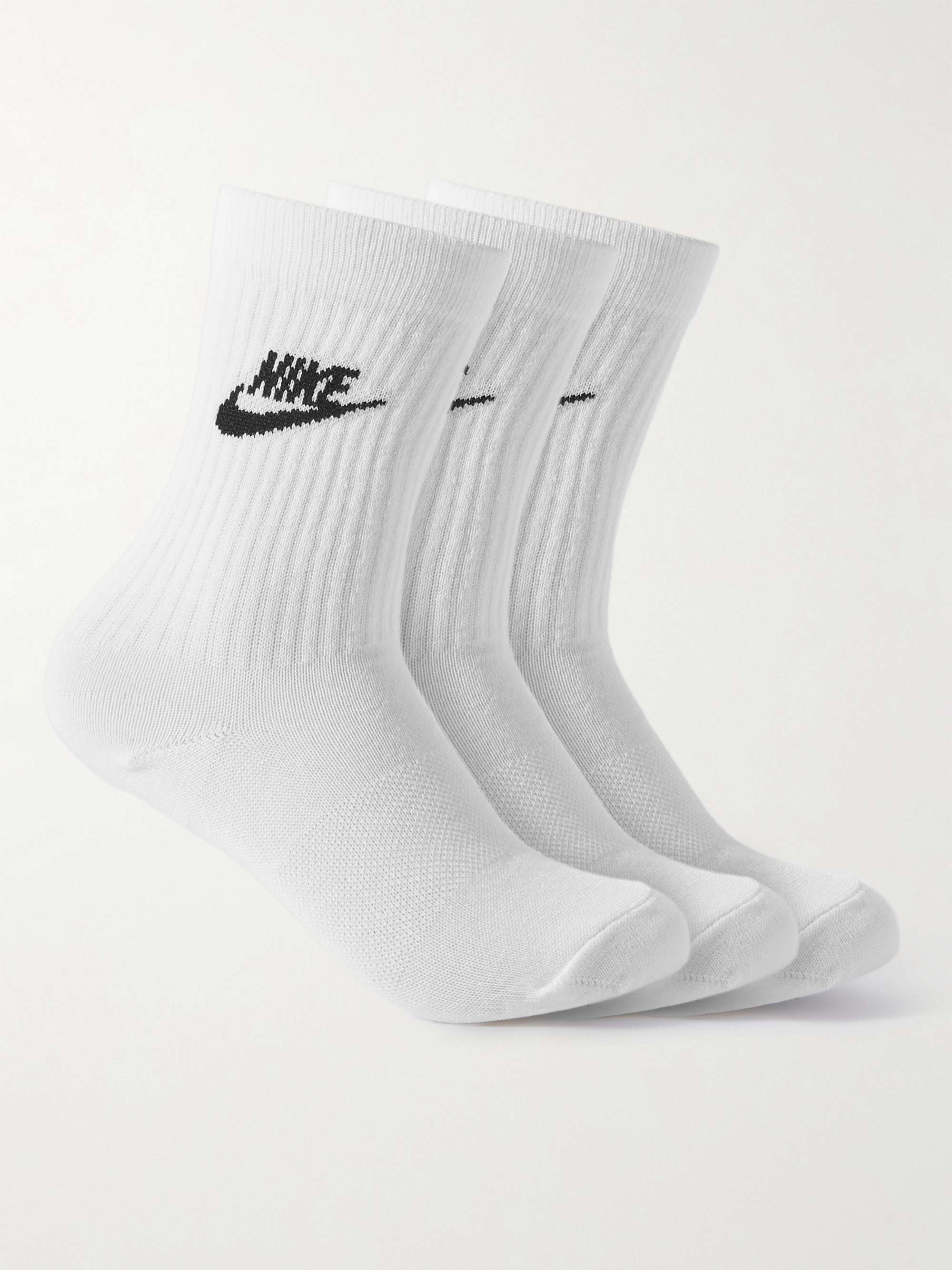 أبيض مجموعة من ثلاثة جوارب Everyday Essential من قماش Dri-FIT المُعاد  تدويره من الملابس الرياضية من Nike | NIKE | MR PORTER