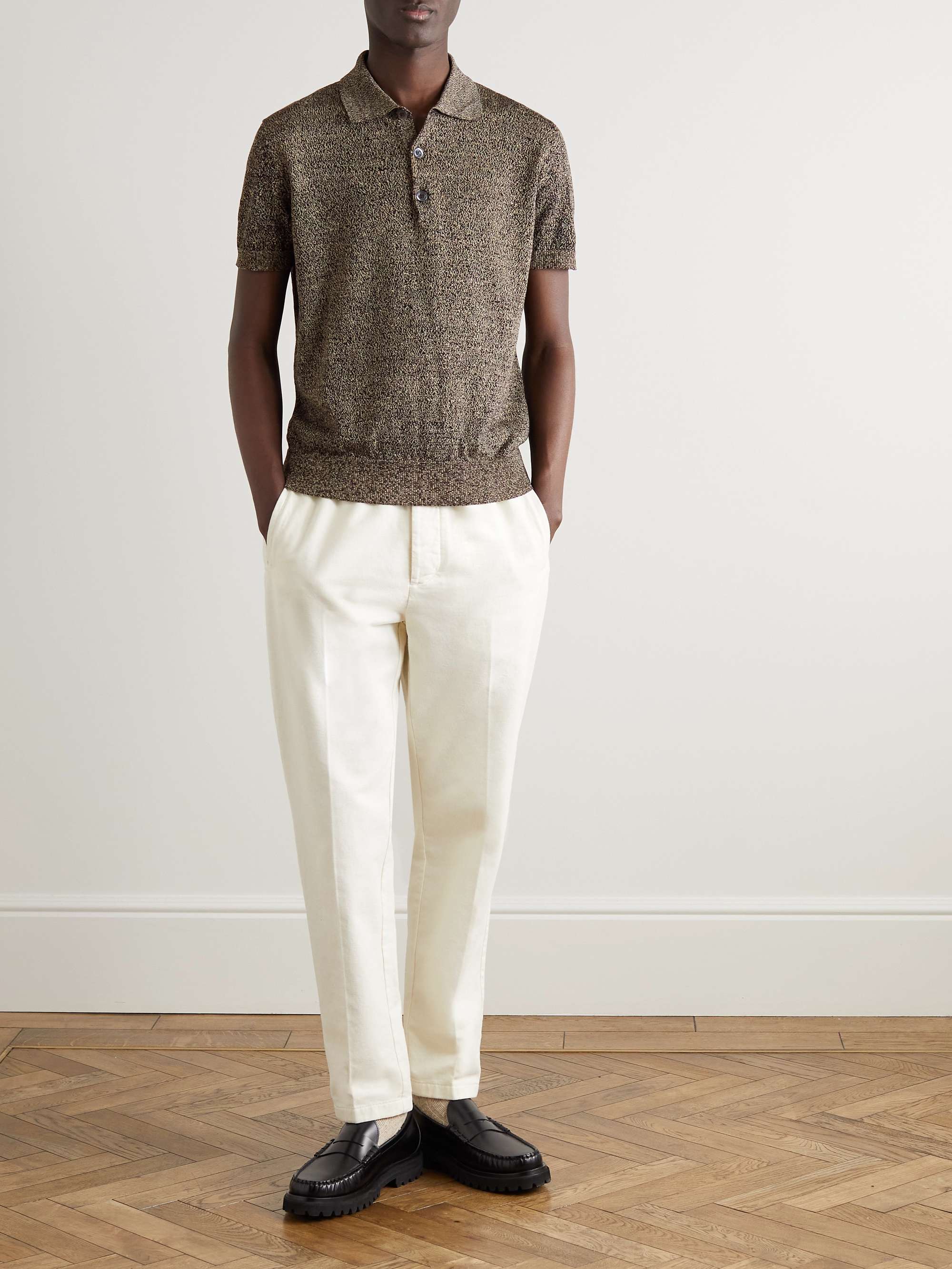 Black Marco Slim-Fit Linen and Cotton-Blend Polo Shirt | BARENA | MR PORTER