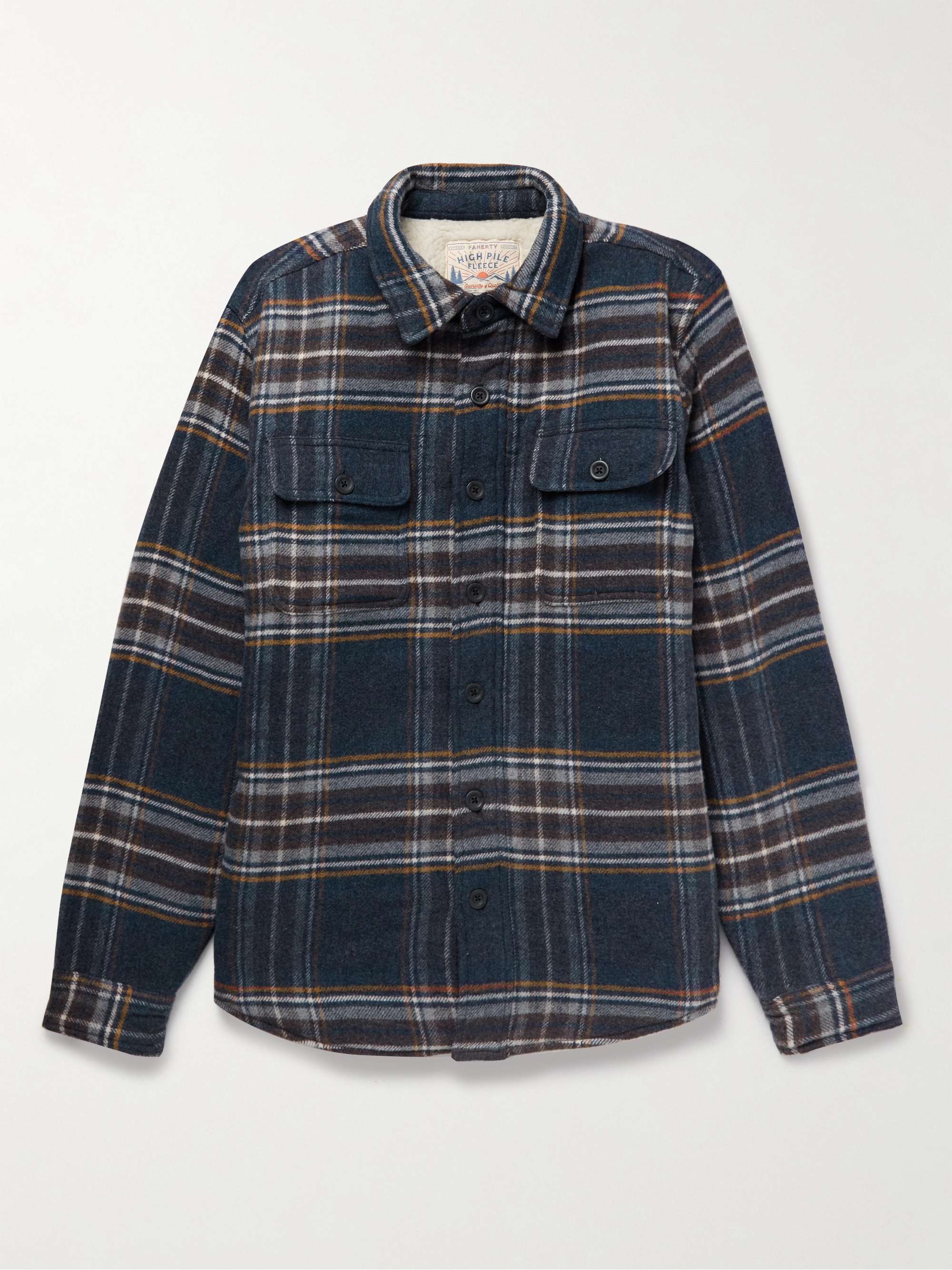 FAHERTY Fleece-Lined Checked Cotton and Wool-Blend Shirt Jacket for Men |  MR PORTER