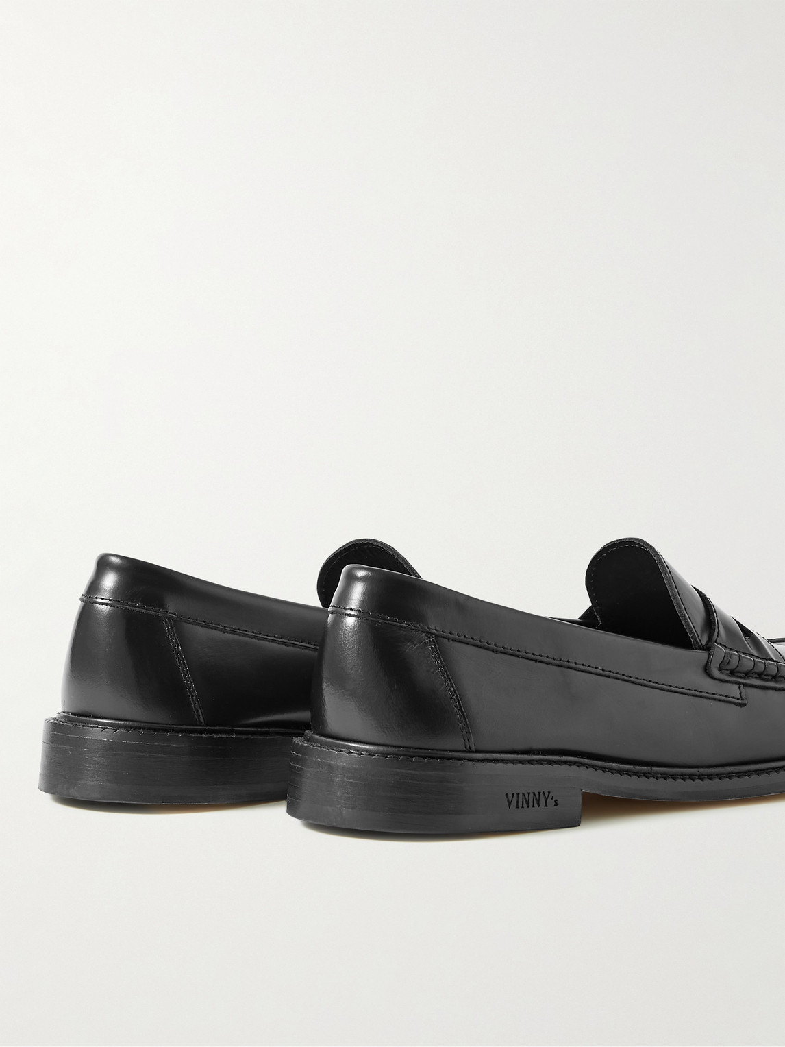 Shop Vinny's Yardee Leather Penny Loafers In Black
