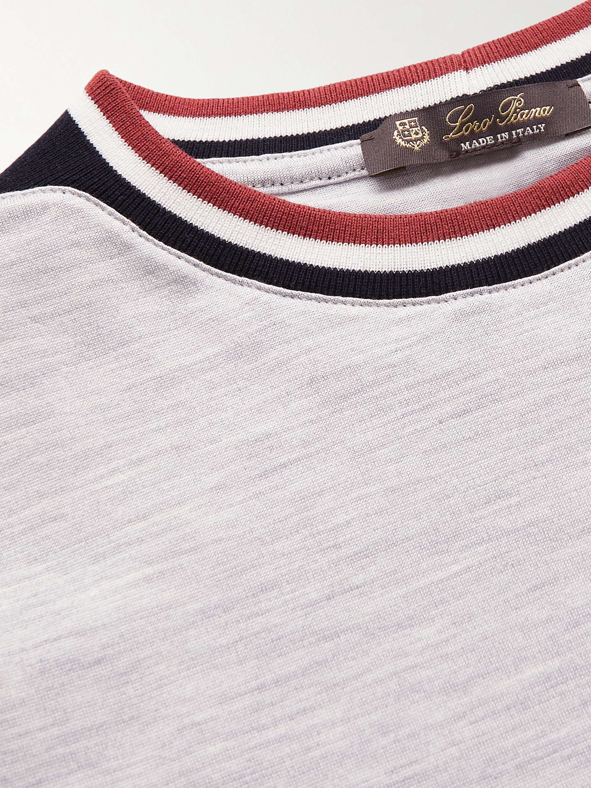 LORO PIANA KIDS T-Shirt aus einer Seiden-Baumwollmischung mit Kontrastdetails