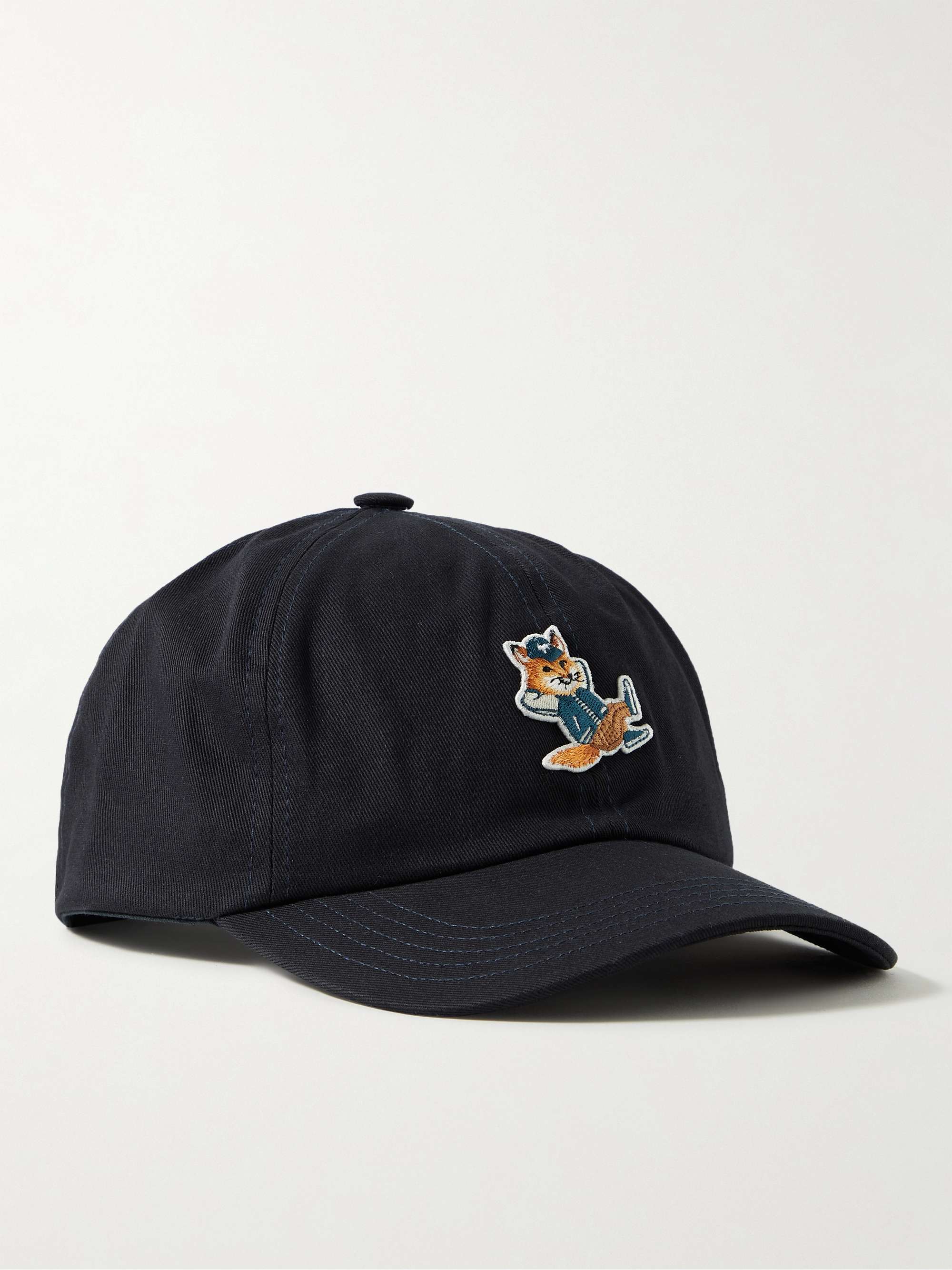 Navy Logo-Appliquéd Cotton-Twill Baseball Cap | MAISON KITSUNÉ | MR PORTER