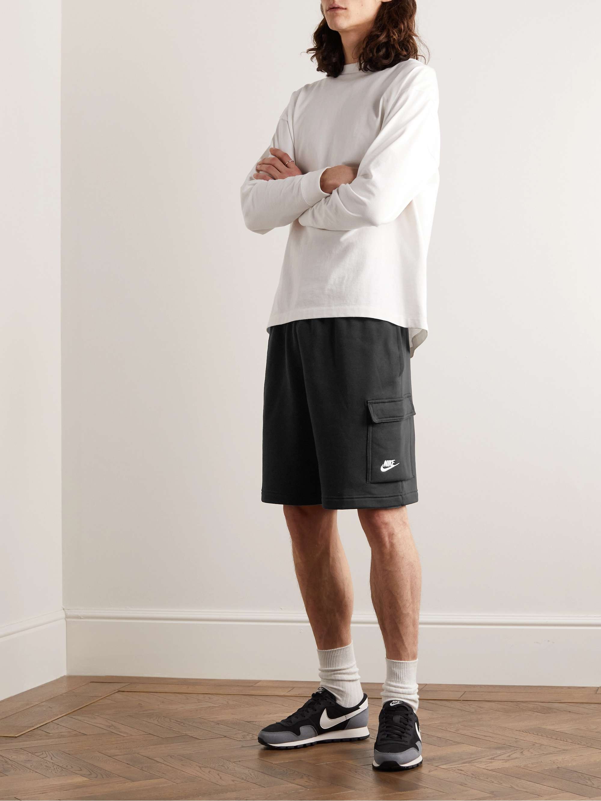 NIKE Sportswear Club Wide-Leg Cotton-Blend Jersey Cargo Shorts for