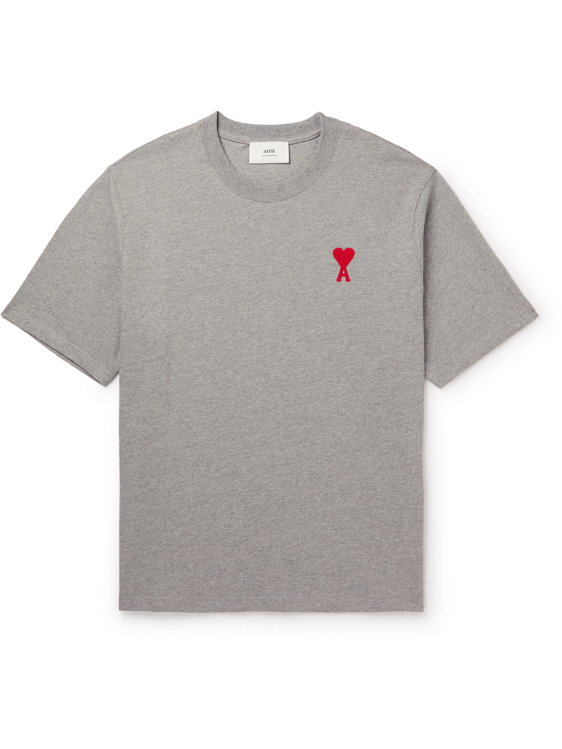 Ami Alexandre Mattiussi Logo-embroidered Cotton-jersey T-shirt In Gray