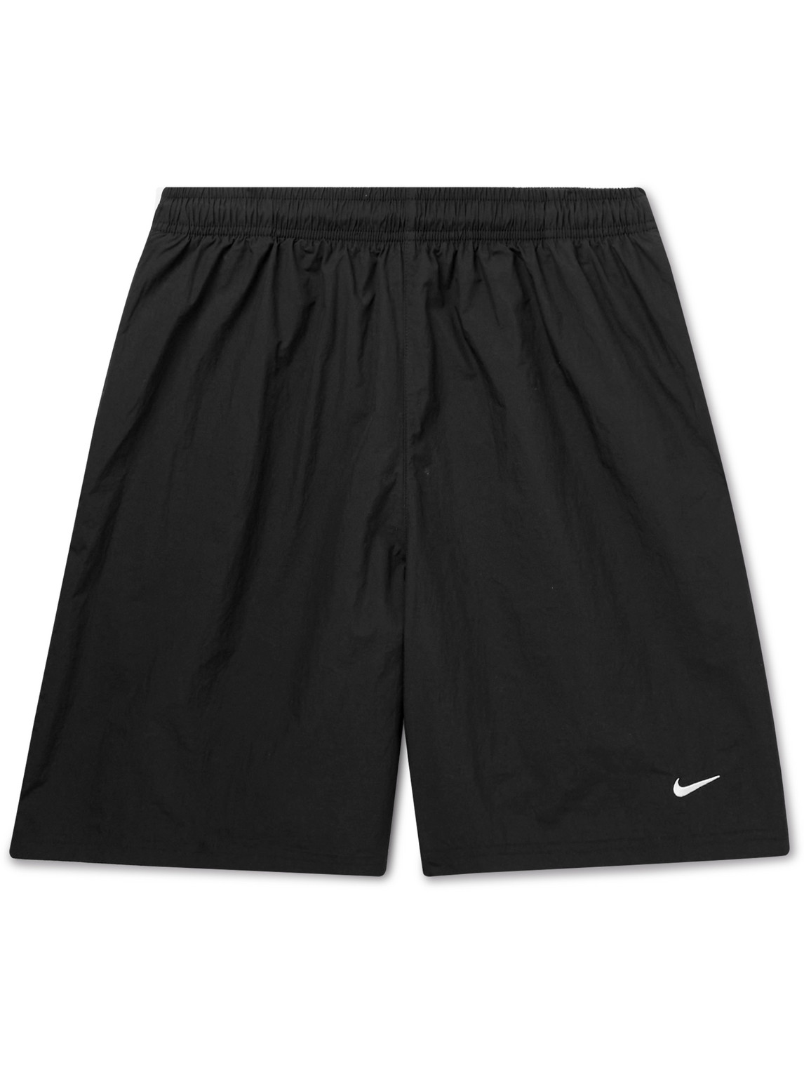 Nike Straight-leg Logo-embroidered Stretch-shell Drawstring Shorts In Black