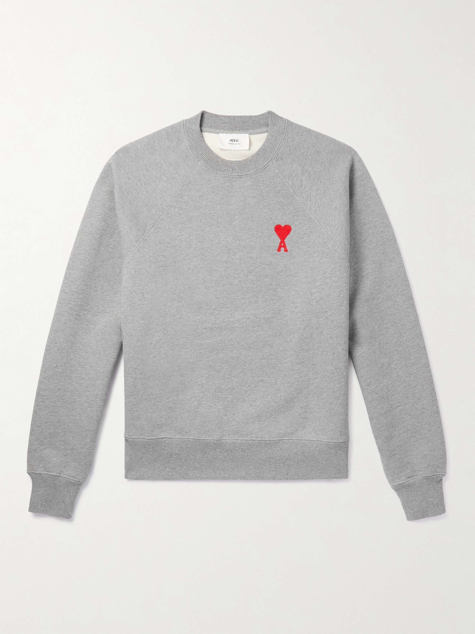 AMI PARIS Logo-Embroidered Stretch-Cotton Jersey Sweatshirt for Men | MR  PORTER