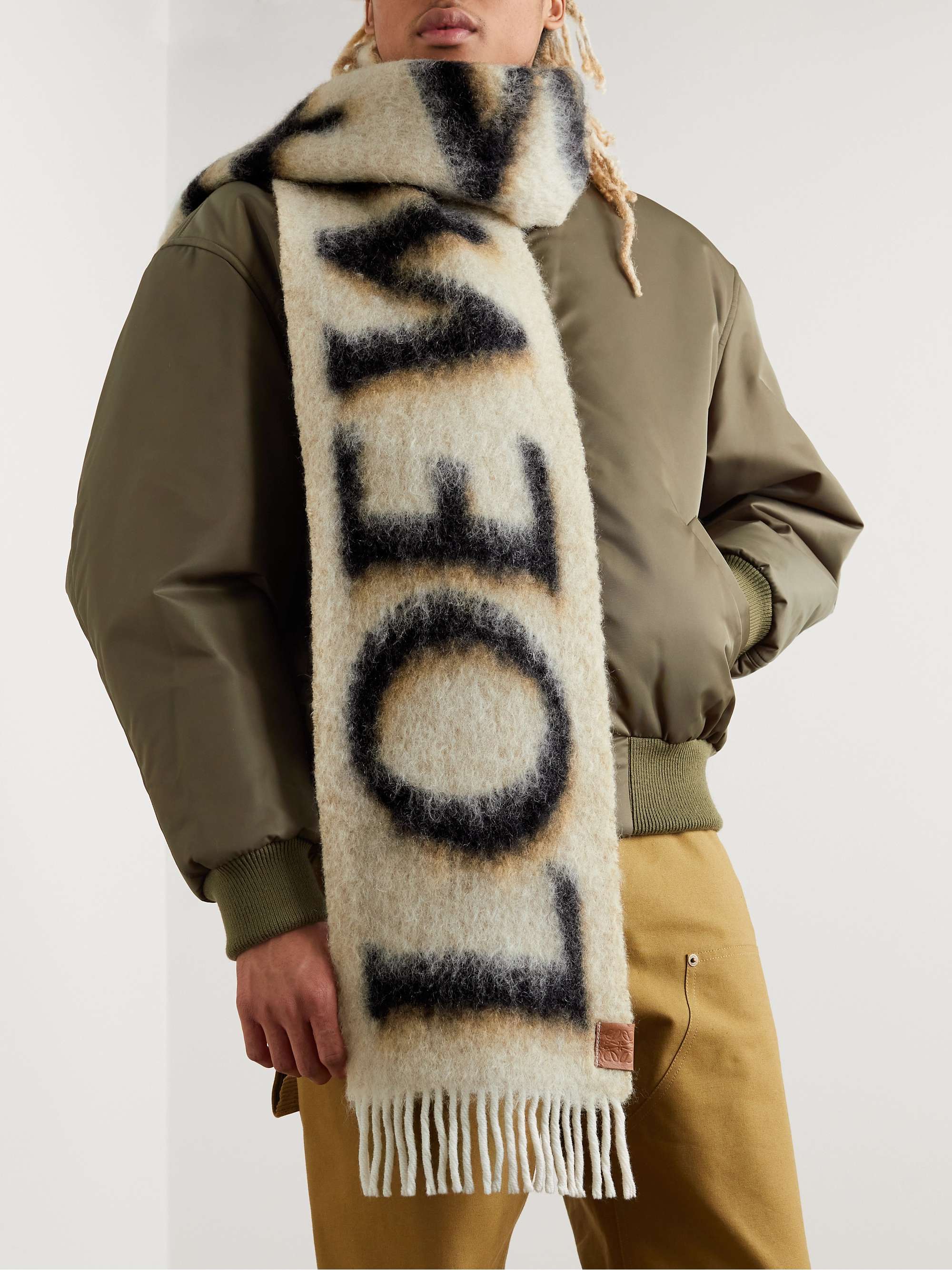 Sciarpa in maglia con logo stampato e frange LOEWE da uomo | MR PORTER