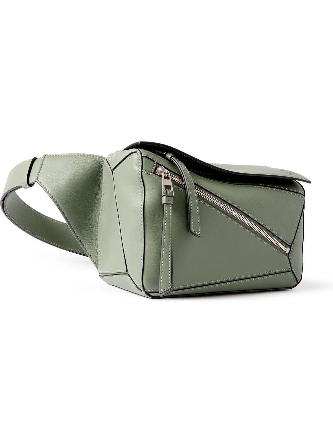 Loewe Puzzle Small Leather Belt Bag In Green