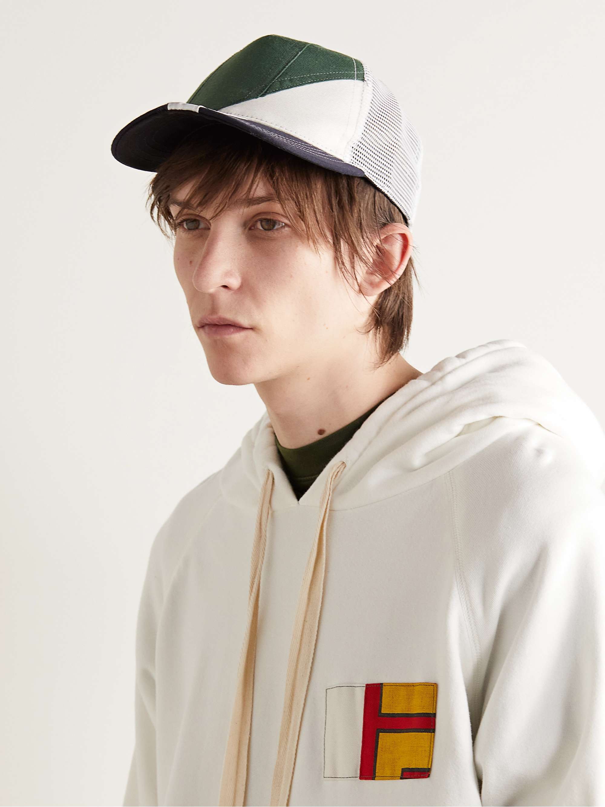 GREG LAUREN Embroidered Patchwork Upcycled Canvas, Mesh and Twill Trucker  Cap for Men | MR PORTER
