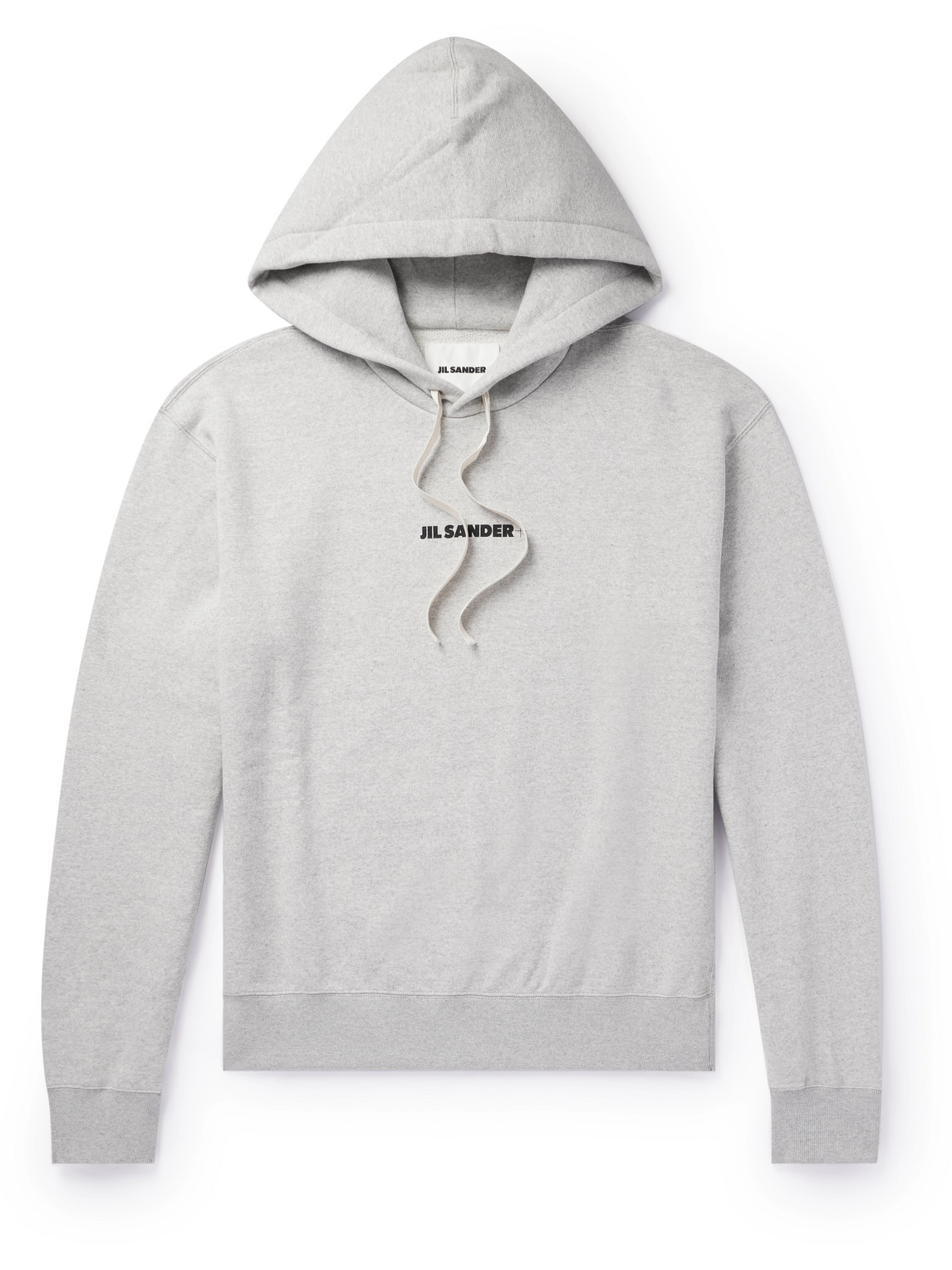 Jil Sander Logo-print Cotton-jersey Hoodie In Grey