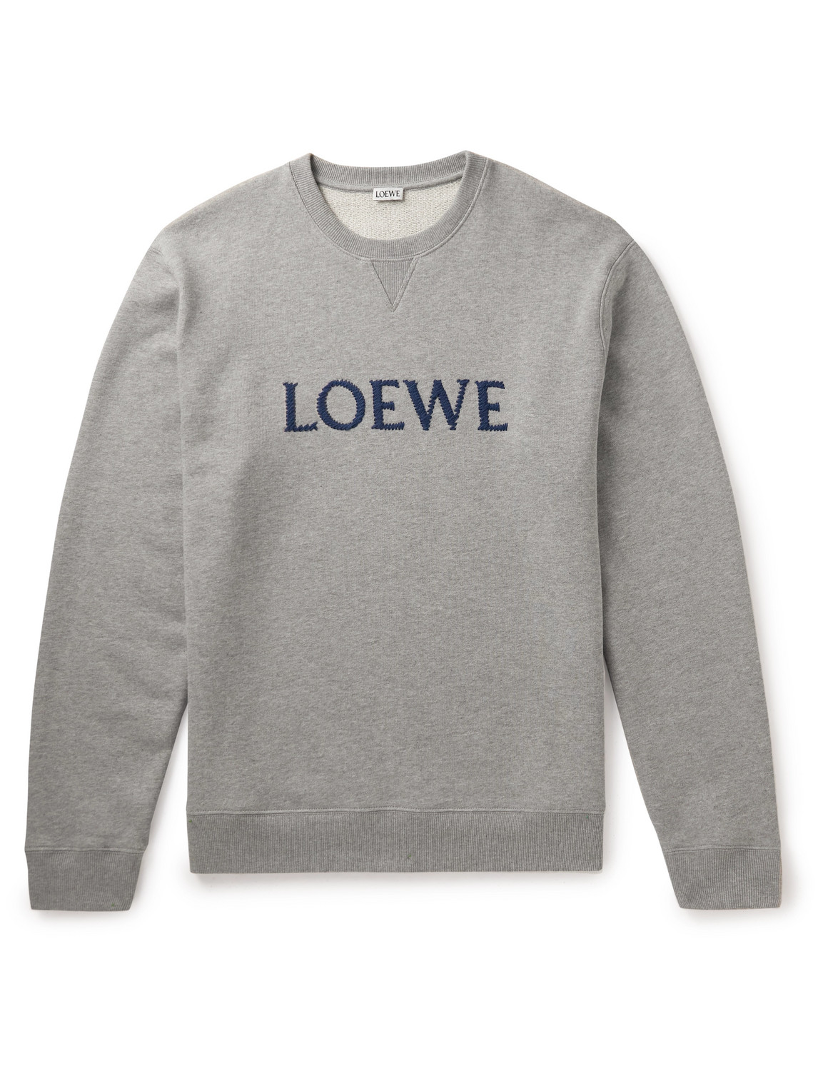Loewe Logo-embroidered Cotton-jersey Sweatshirt In Grey Melange