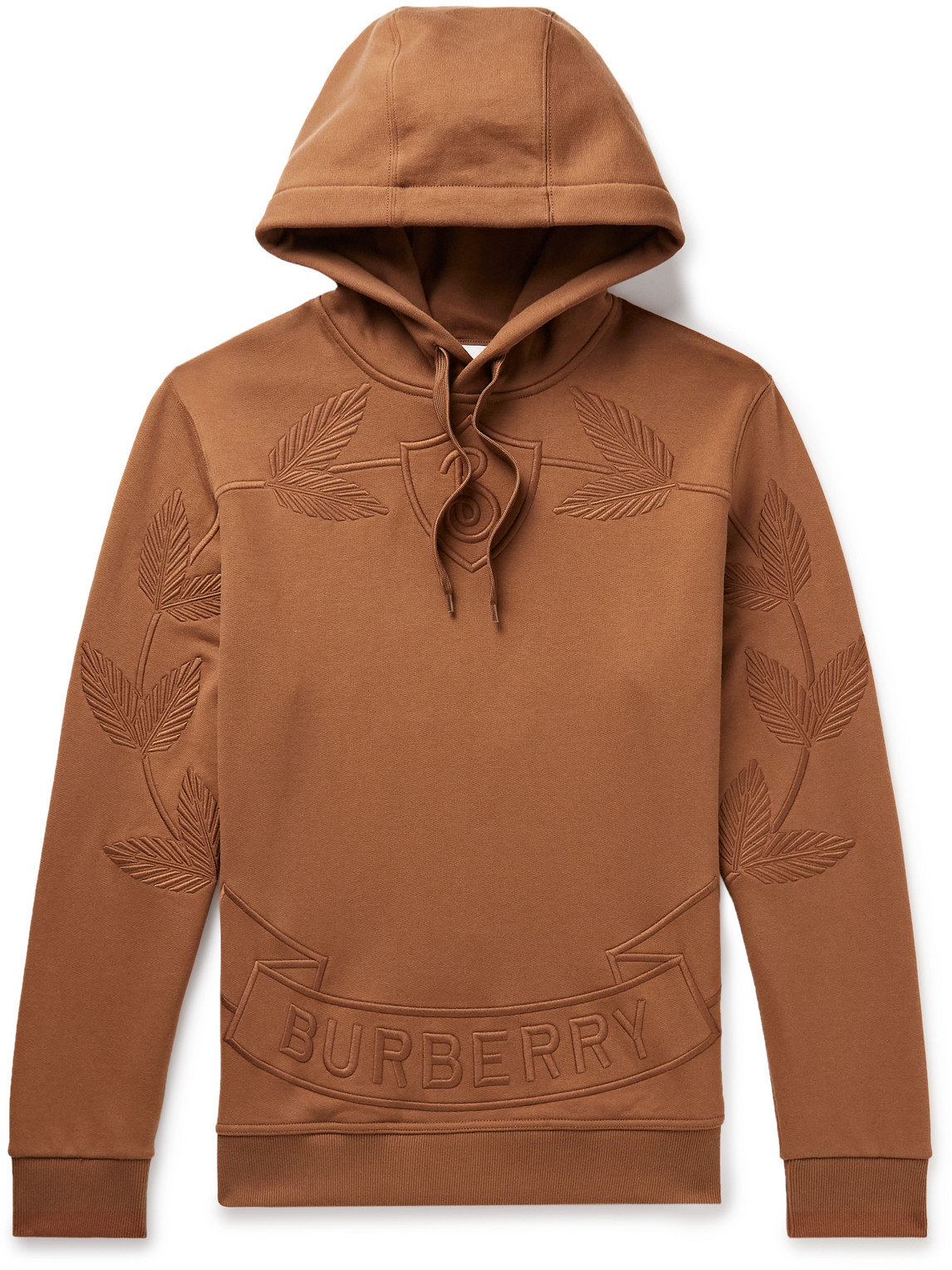 Burberry Logo Embroidered Drawstring Hoodie In Brown | ModeSens