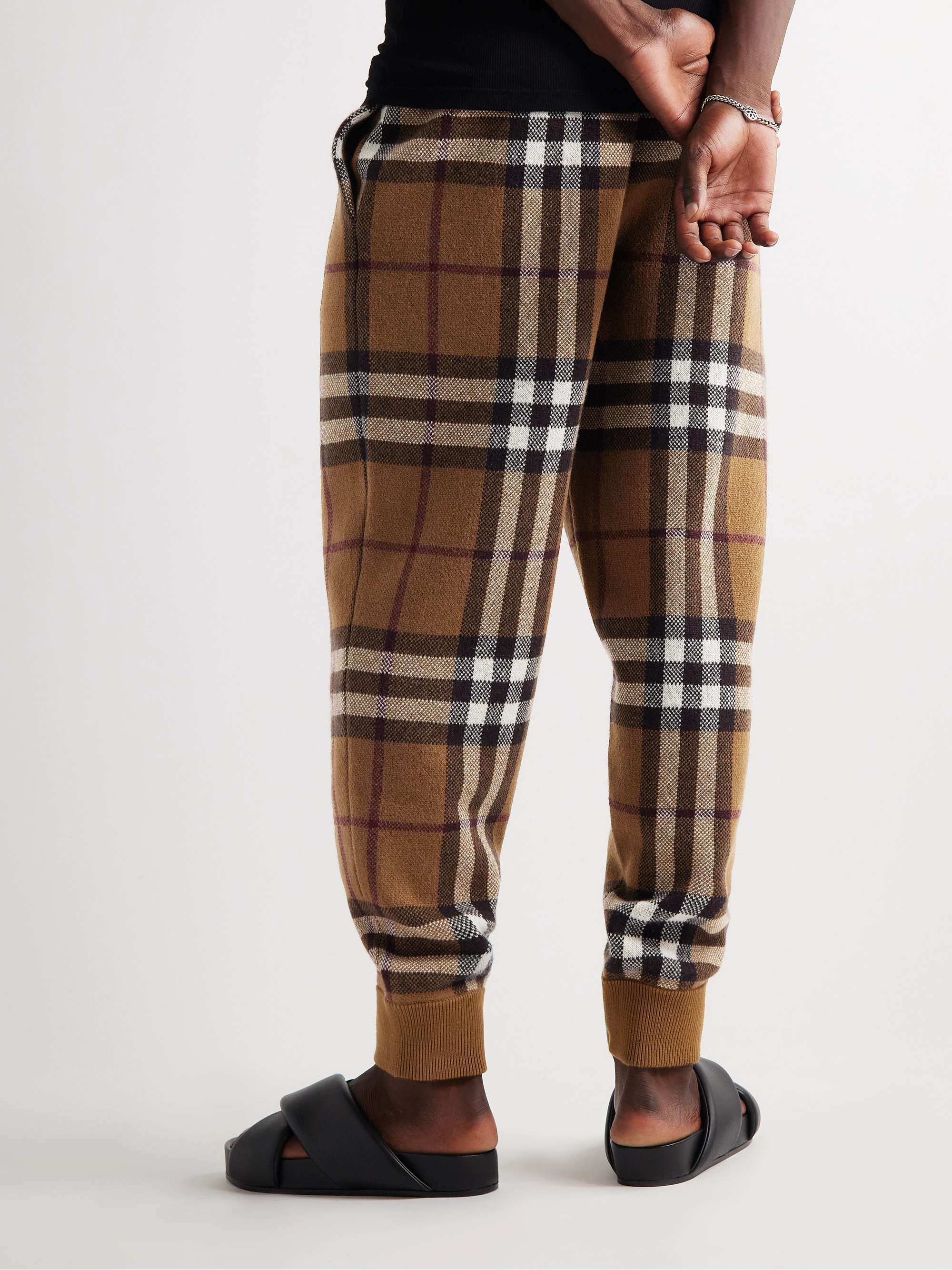 BURBERRY Checked Cashmere-Jacquard Tapered Sweatpants | MR PORTER