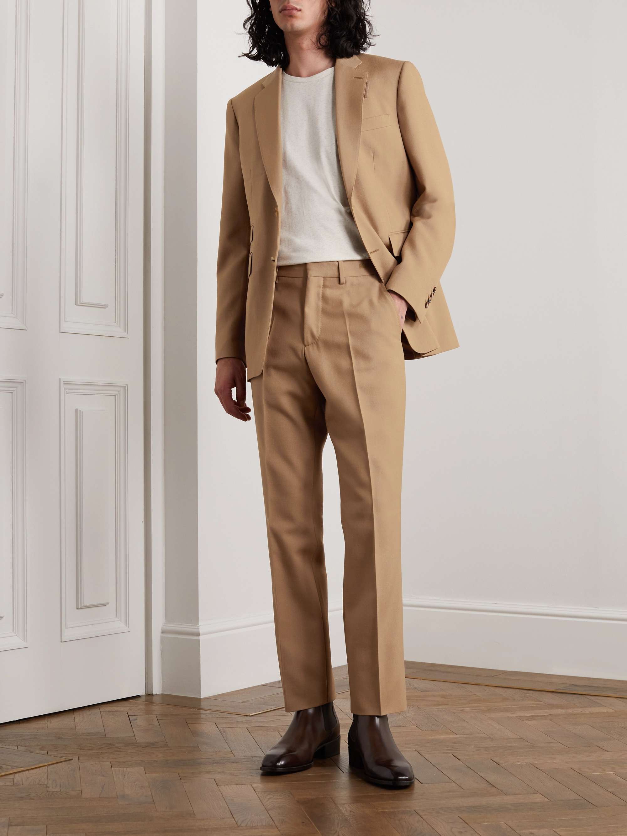 BURBERRY Clarence Slim-Fit Wool and Silk-Blend Twill Suit Trousers | MR  PORTER