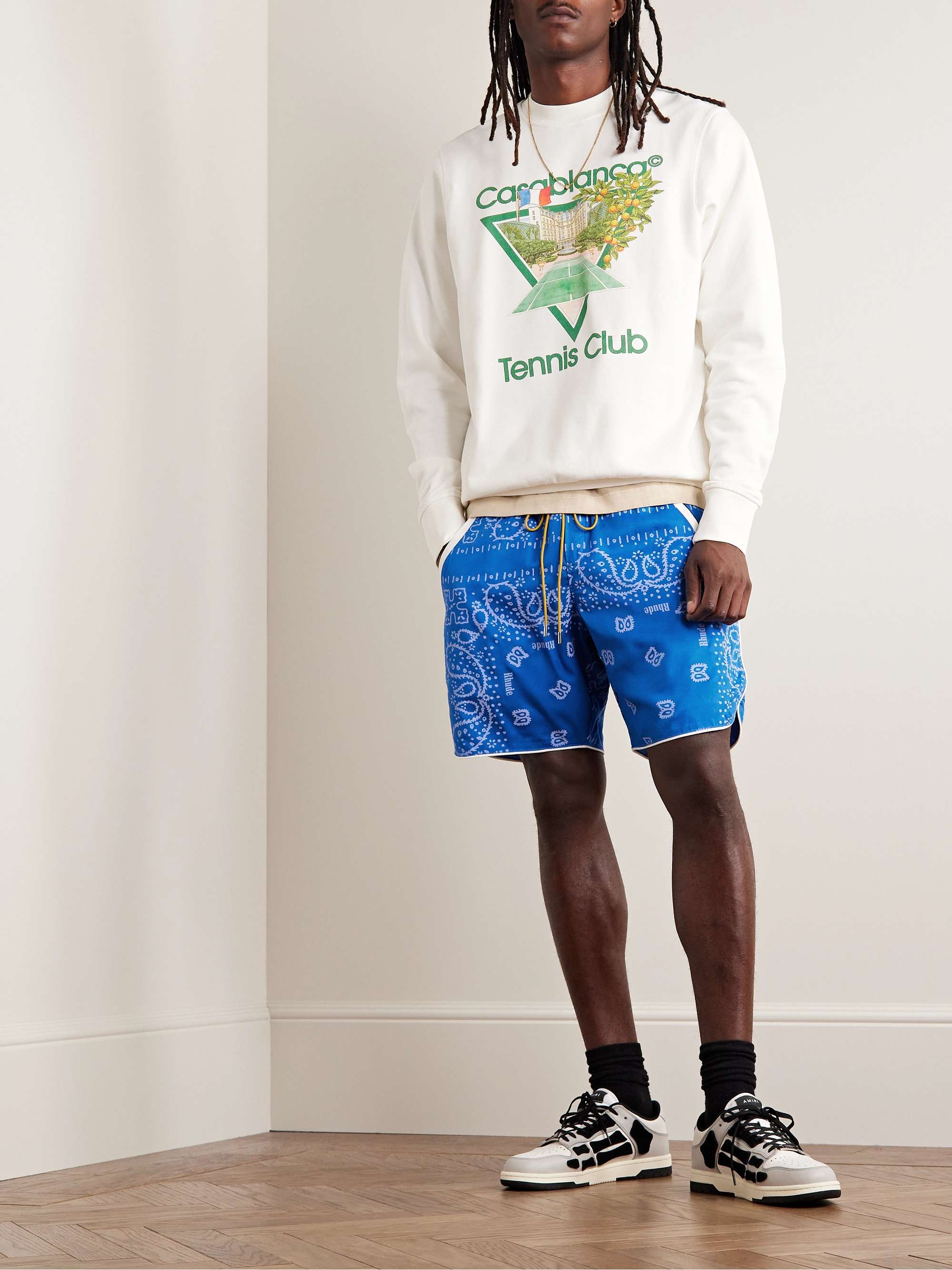 Gerade geschnittene Shorts aus Tencel™-Twill mit Bandana-Print und  Kordelzugbund | MR PORTER