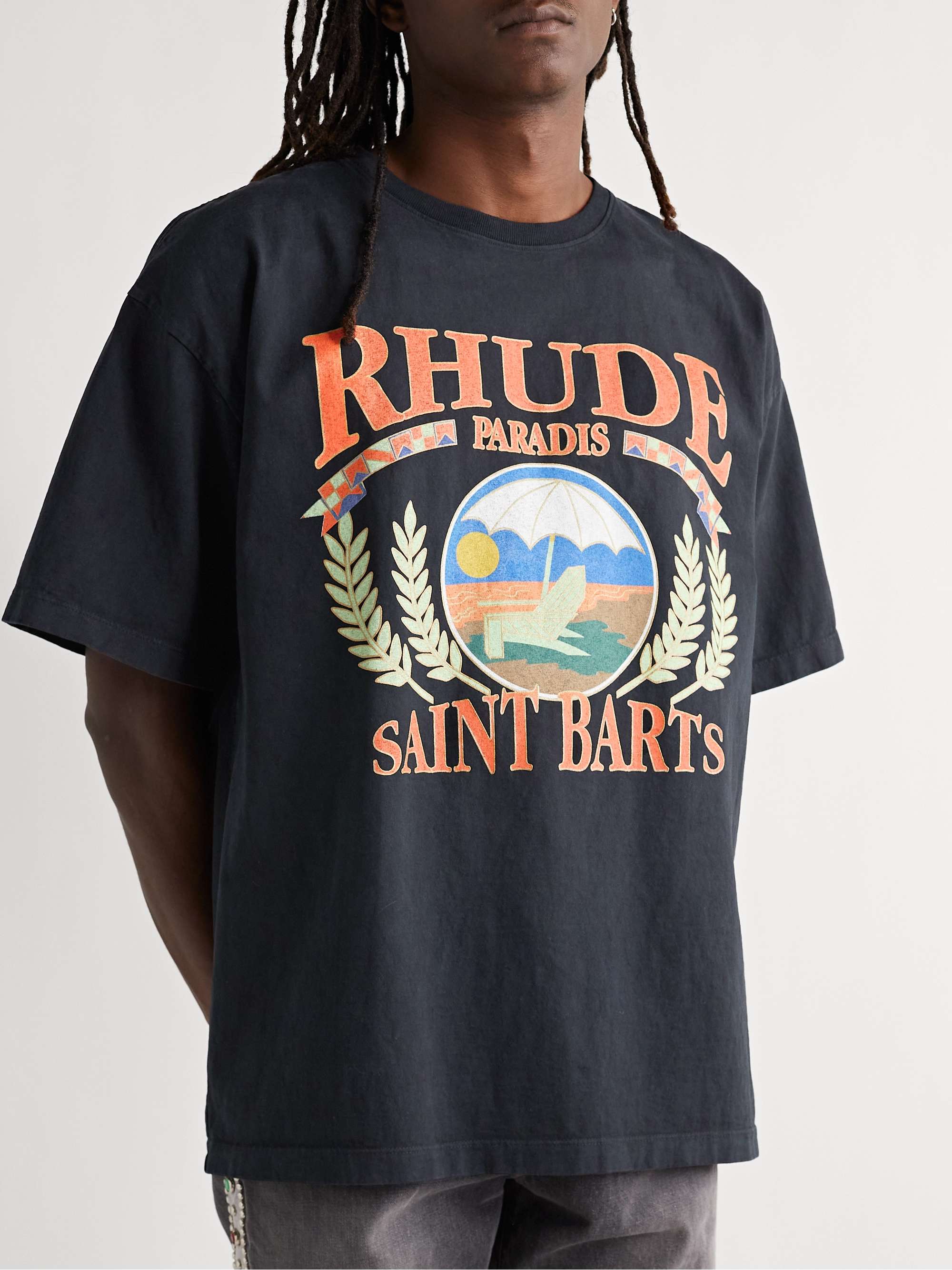 RHUDE St. Barts Logo-Print Cotton-Jersey T-Shirt | MR PORTER
