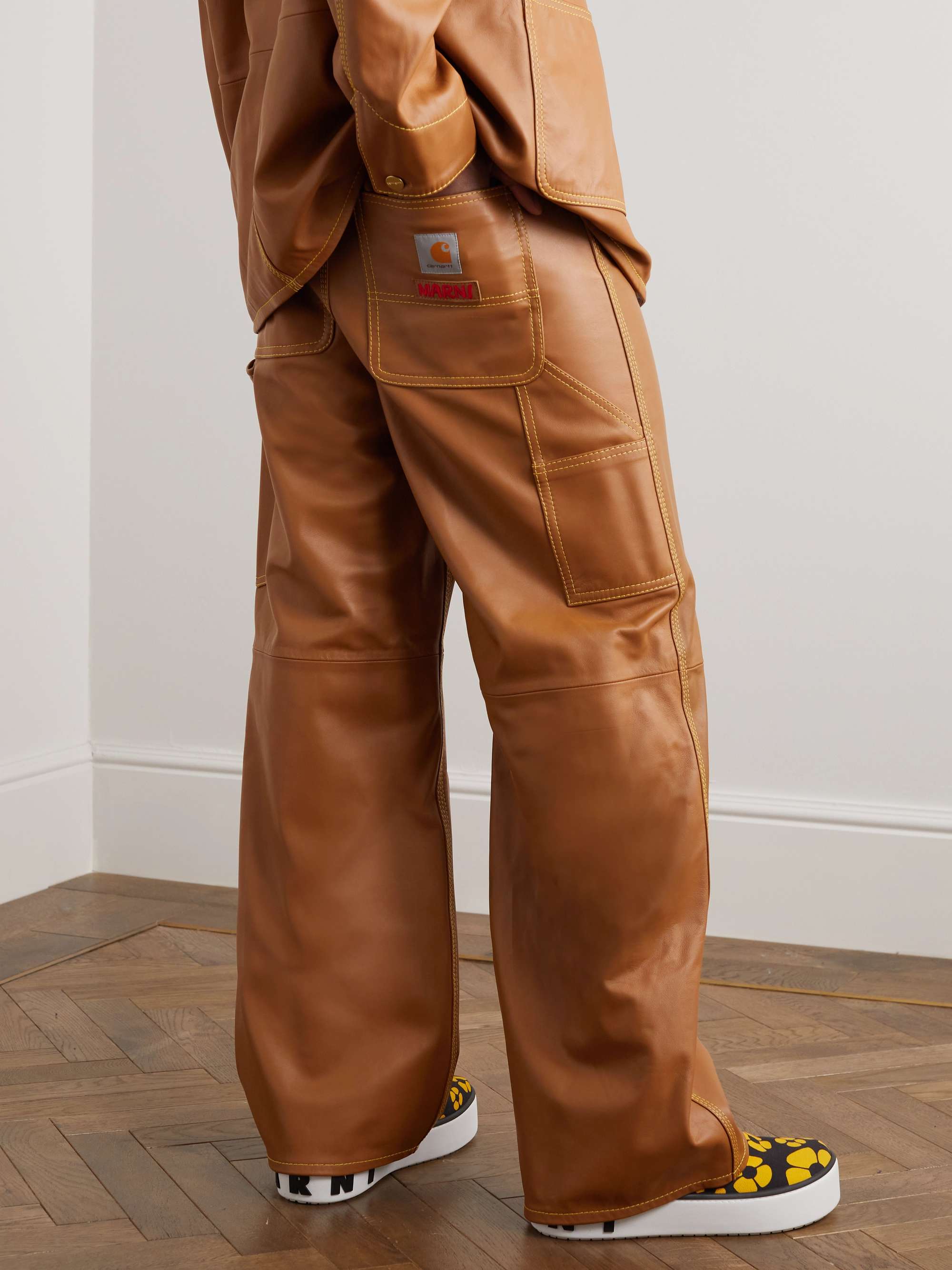 MARNI + WIP Wide-Leg Leather Trousers for Men | MR PORTER