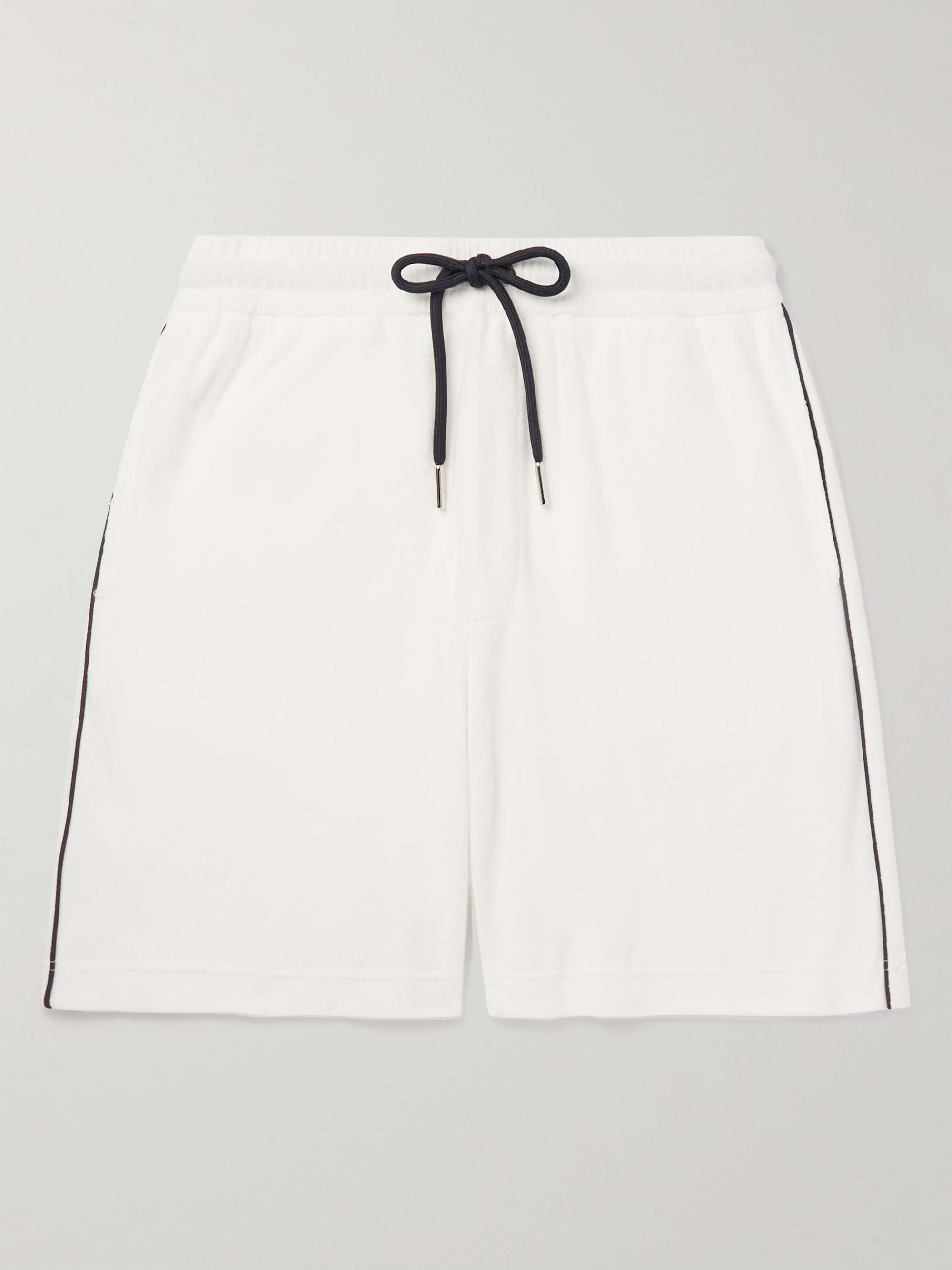 MONCLER Straight-Leg Piped Cotton-Terry Drawstring Shorts for Men | MR ...