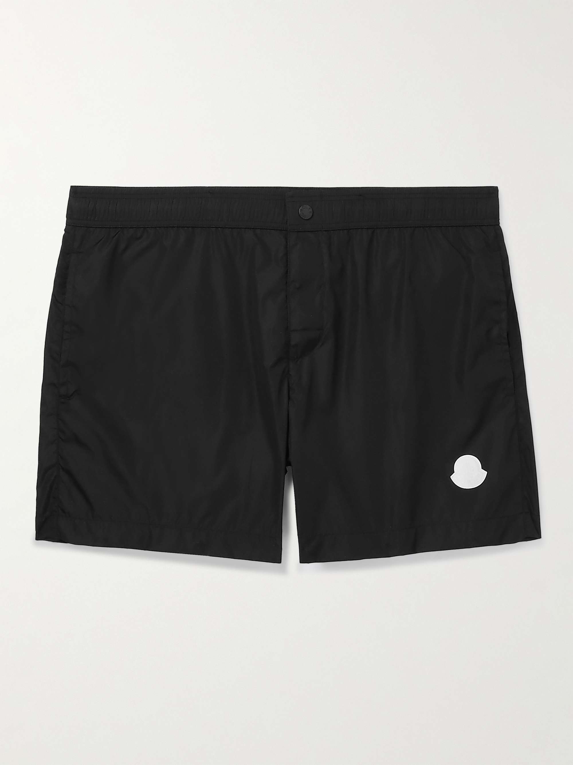 MONCLER Slim-Fit Mid-Length Logo-Appliquéd Swim Shorts for Men | MR PORTER
