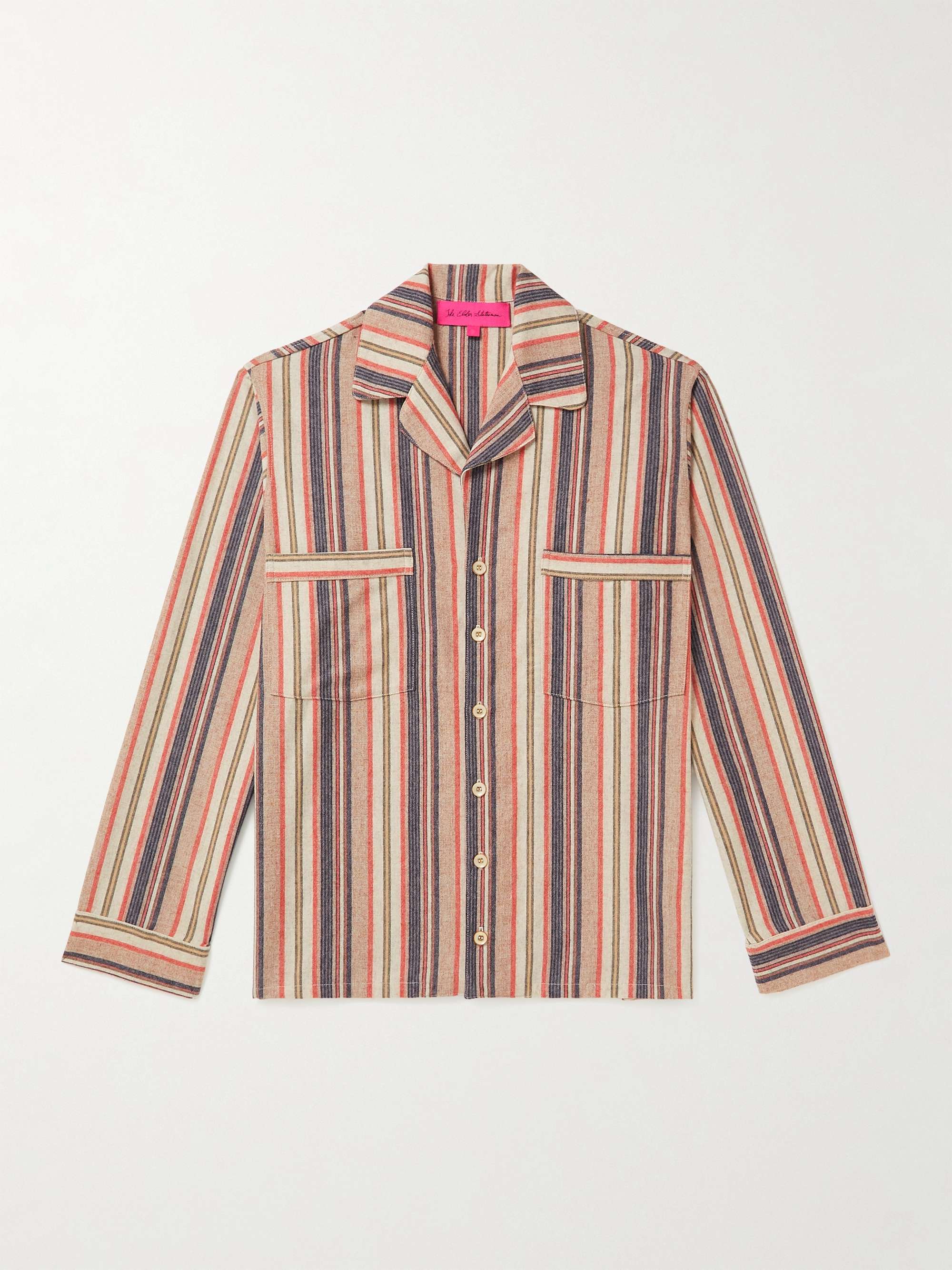 THE ELDER STATESMAN Striped Cashmere-Blend Flannel Shirt for Men | MR PORTER