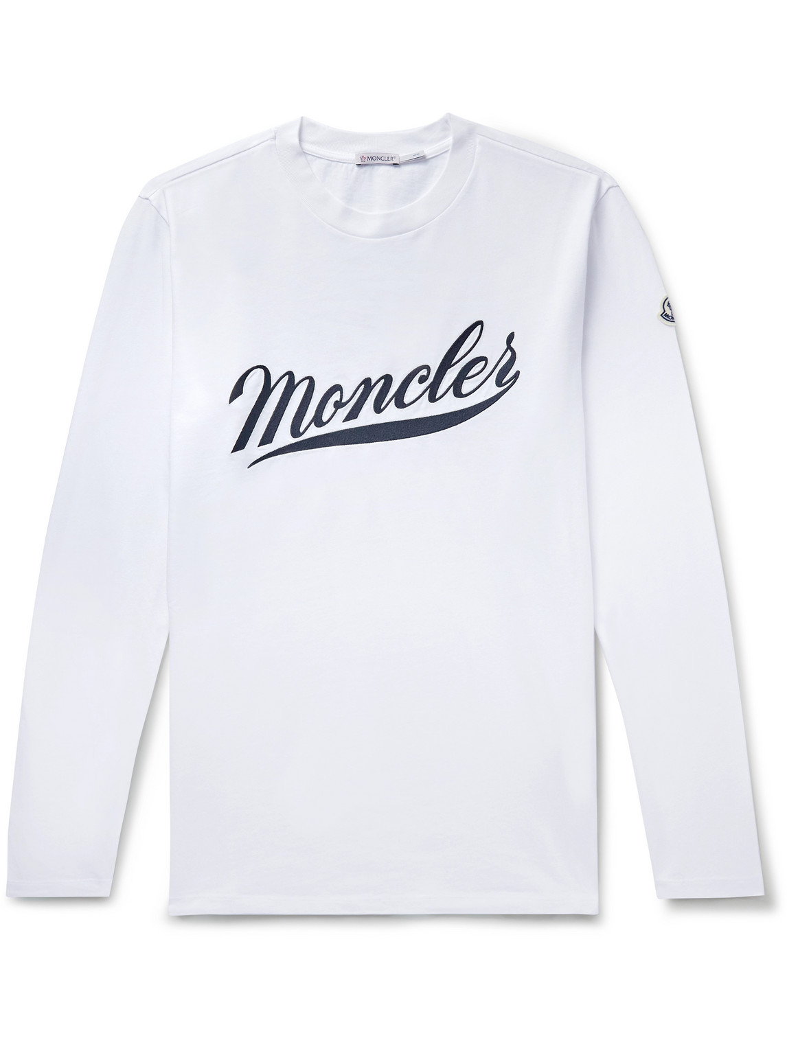 Moncler Logo-embroidered Cotton-jersey T-shirt In White