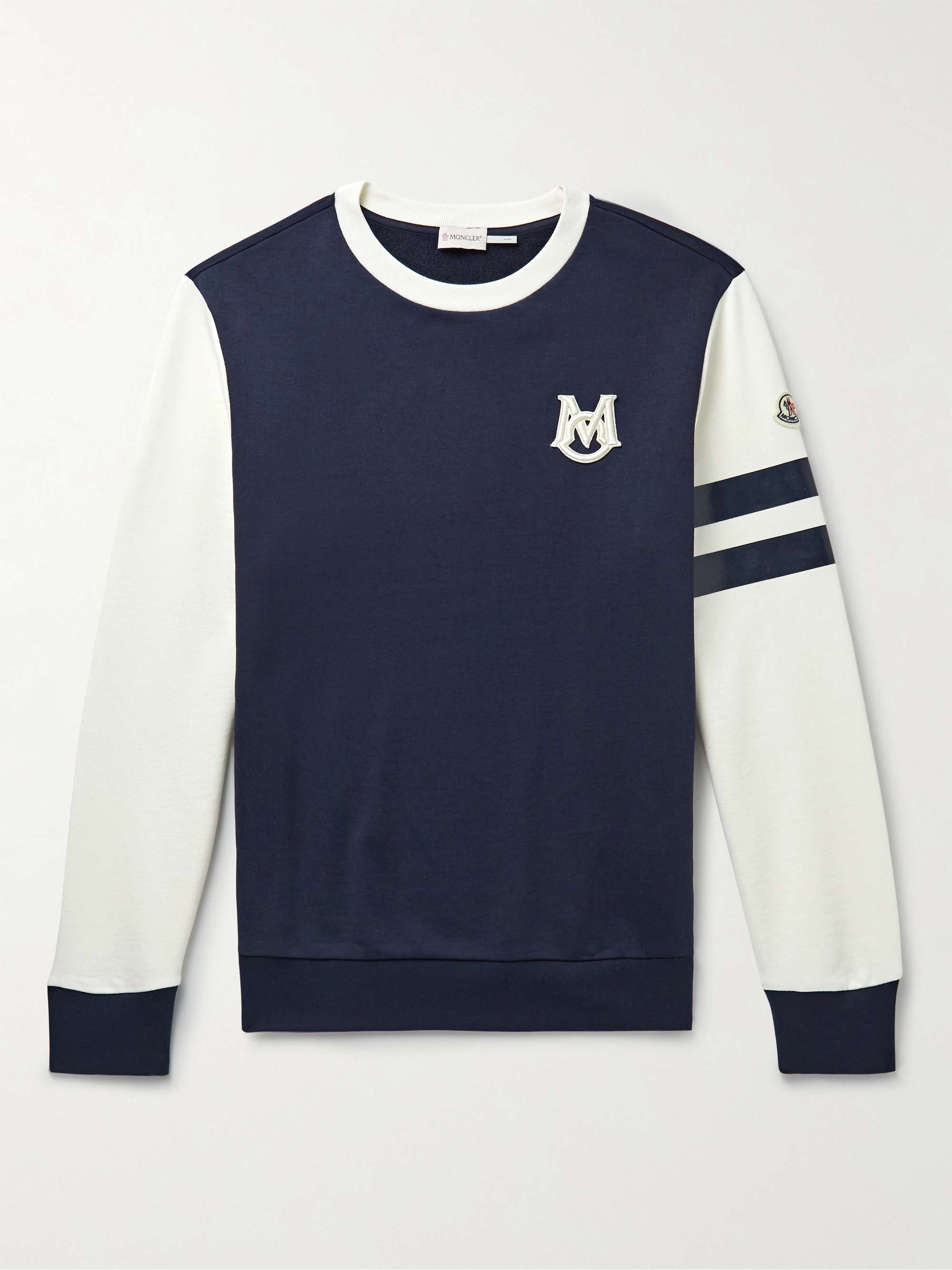 MONCLER Logo-Embroidered Two-Tone Cotton-Jersey Sweatshirt for Men | MR  PORTER