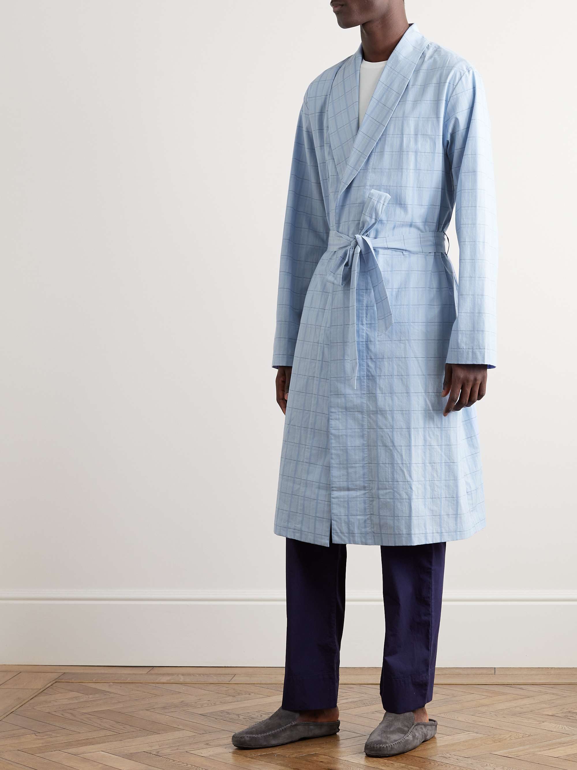 HANRO Ian Checked Cotton-Dobby Robe | MR PORTER