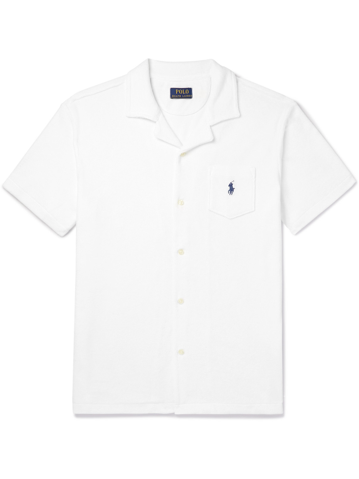 Polo Ralph Lauren Camp-collar Logo-embroidered Cotton-terry Shirt In White