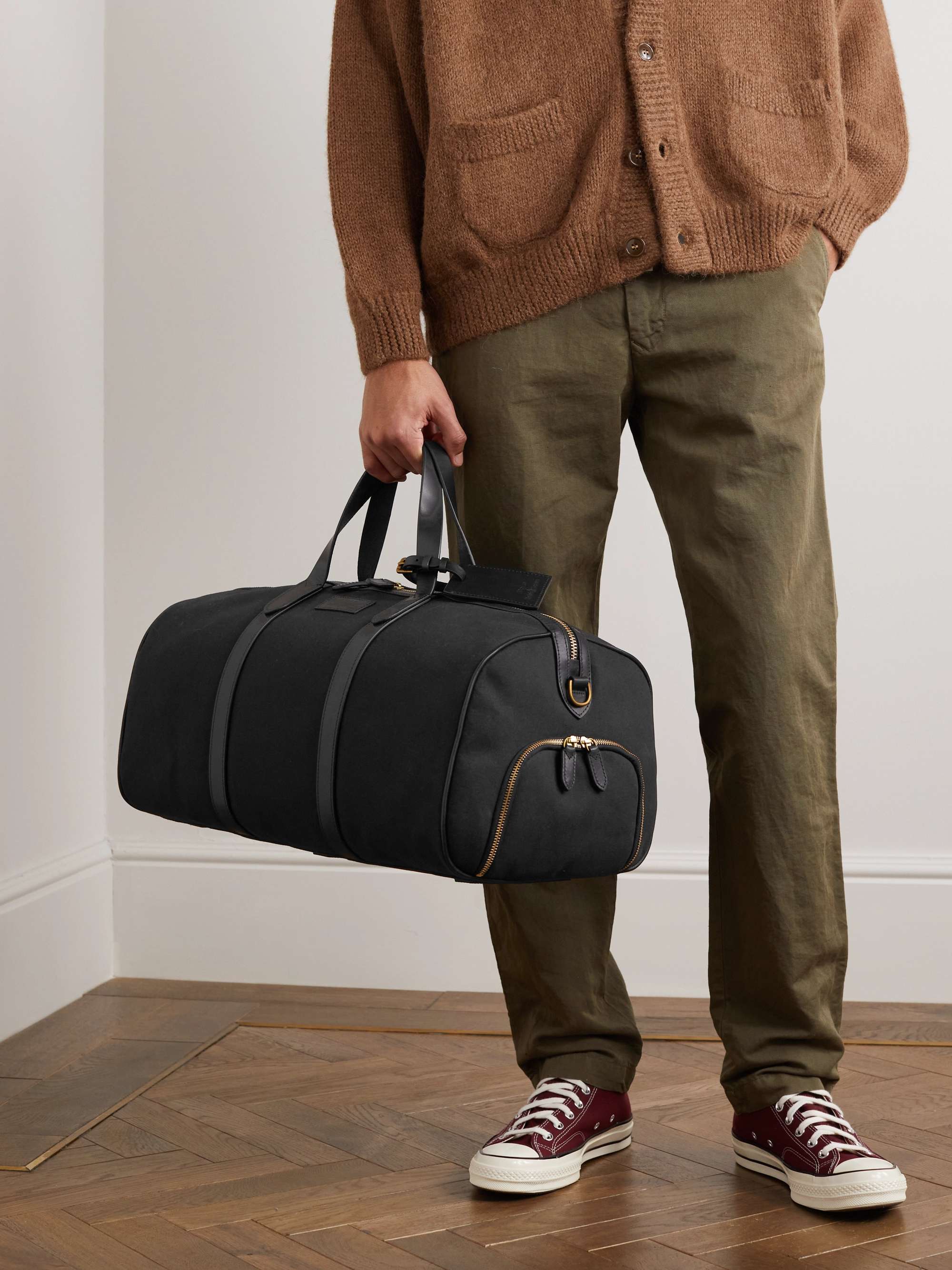 POLO RALPH LAUREN Leather-Trimmed Canvas Weekend Bag for Men | MR PORTER