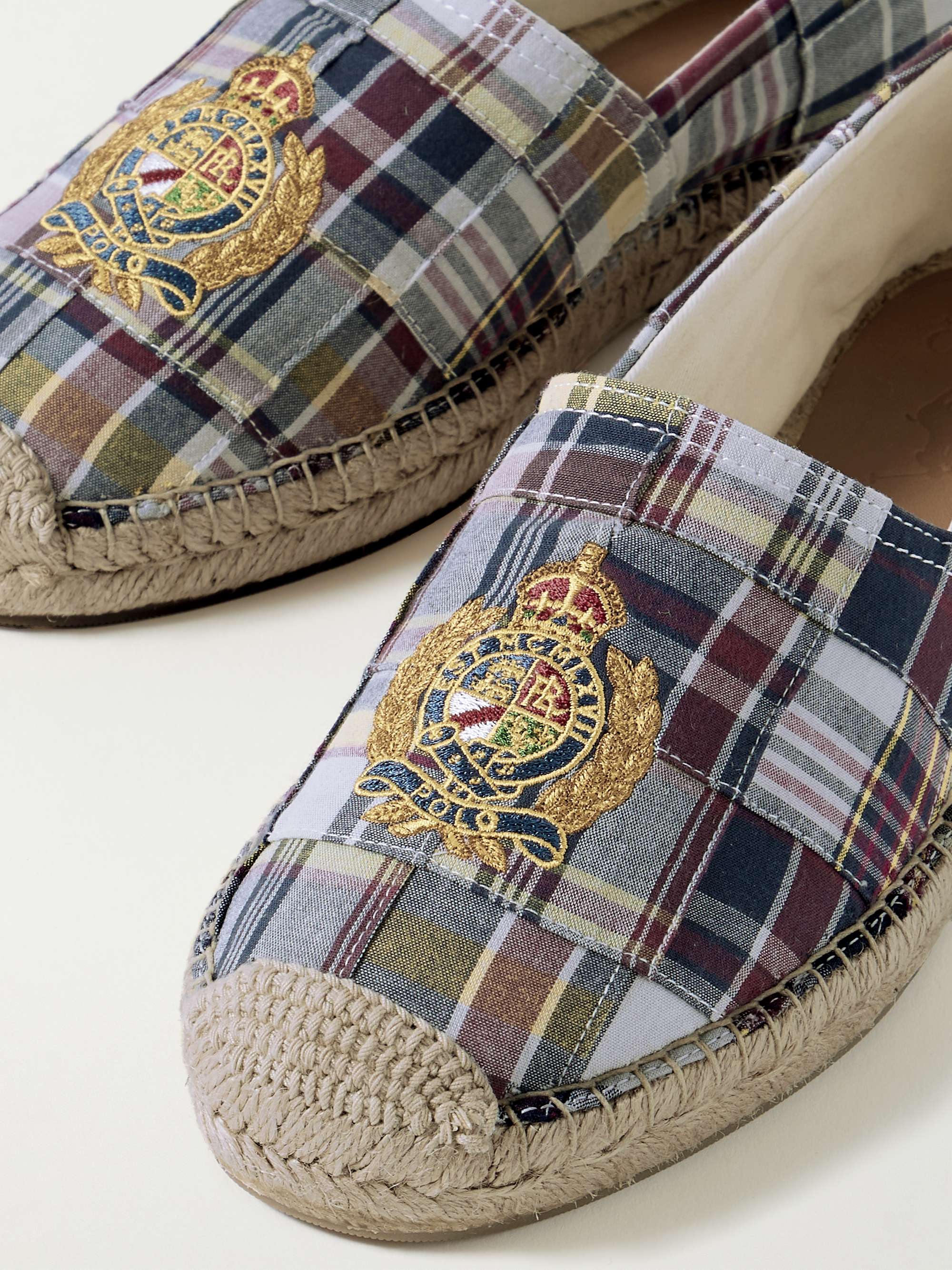 POLO RALPH LAUREN Logo-Embroidered Patchwork Checked Canvas Espadrilles |  MR PORTER