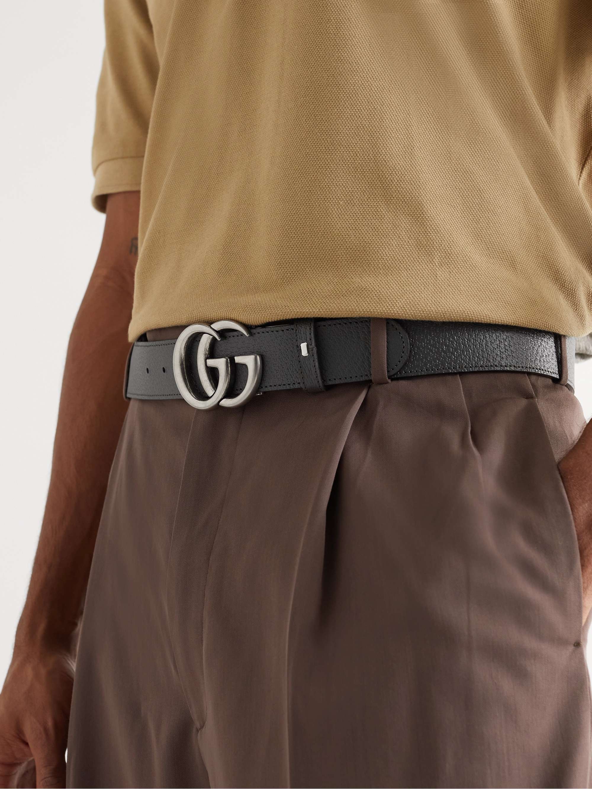 Cintura reversibile in tela spalmata con monogramma Marmont, 3,5 cm GUCCI  da uomo | MR PORTER