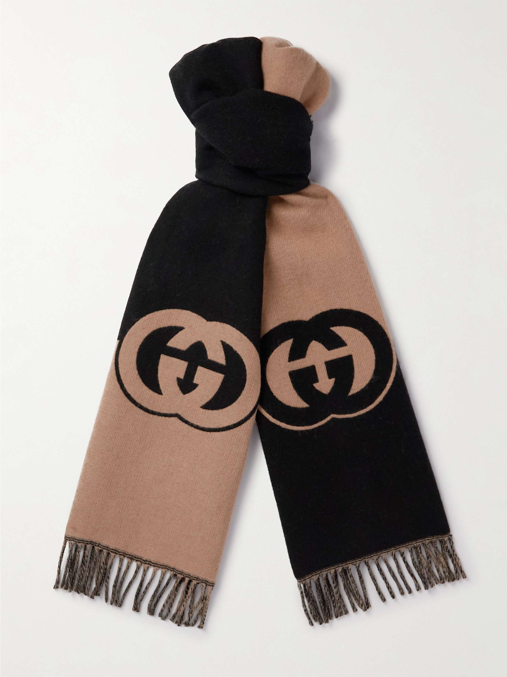 Schal aus Jacquard-Strick aus einer Woll-Kaschmirmischung mit Logomotiven  und Fransen | MR PORTER