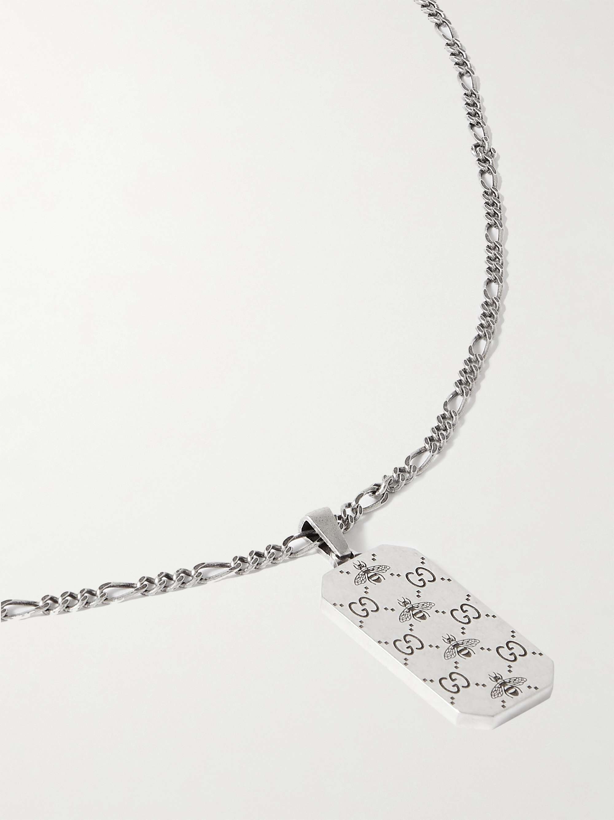 GUCCI Engraved Silver Pendant Necklace for Men | MR PORTER