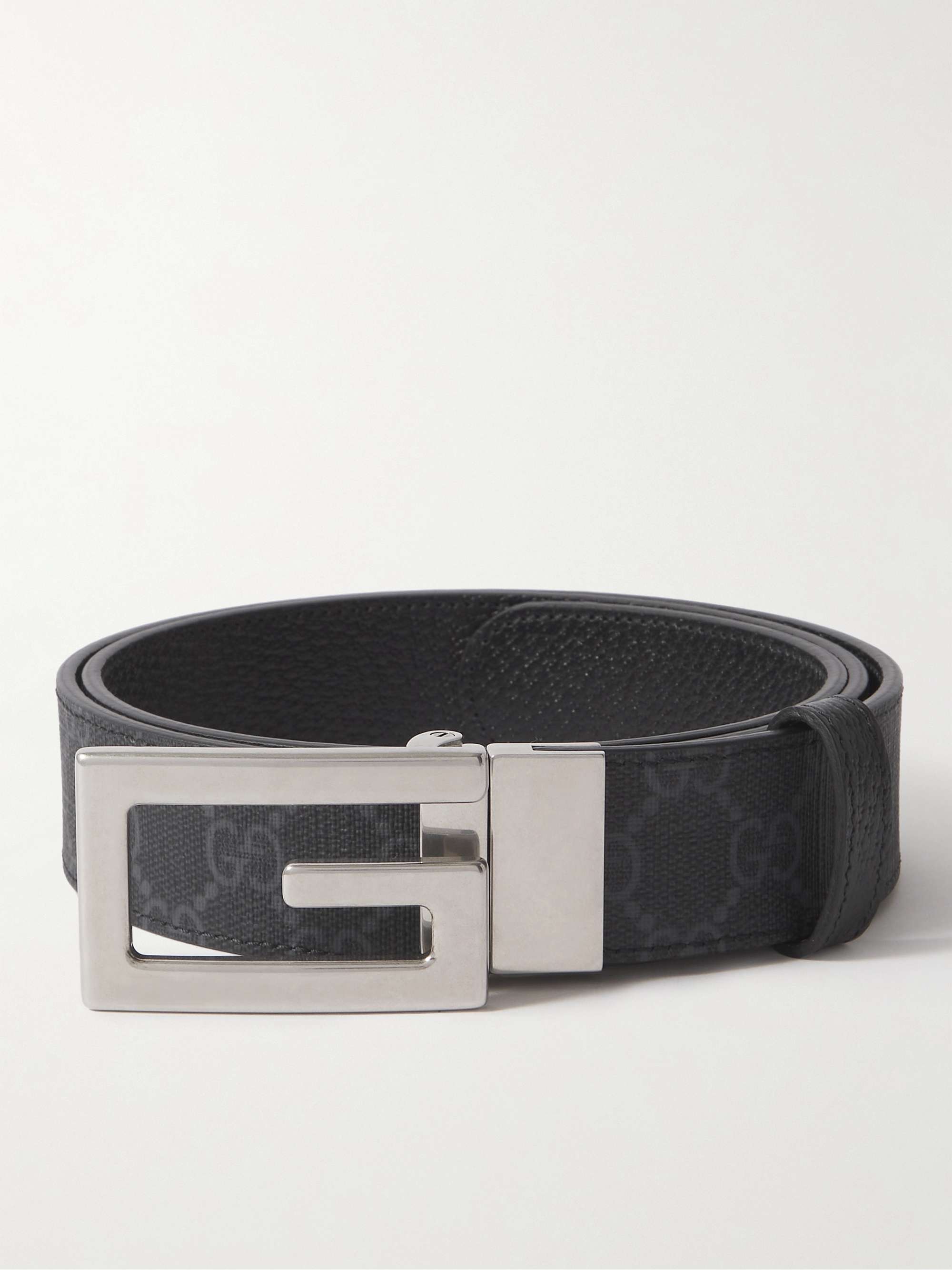 Reversible logo leather belt