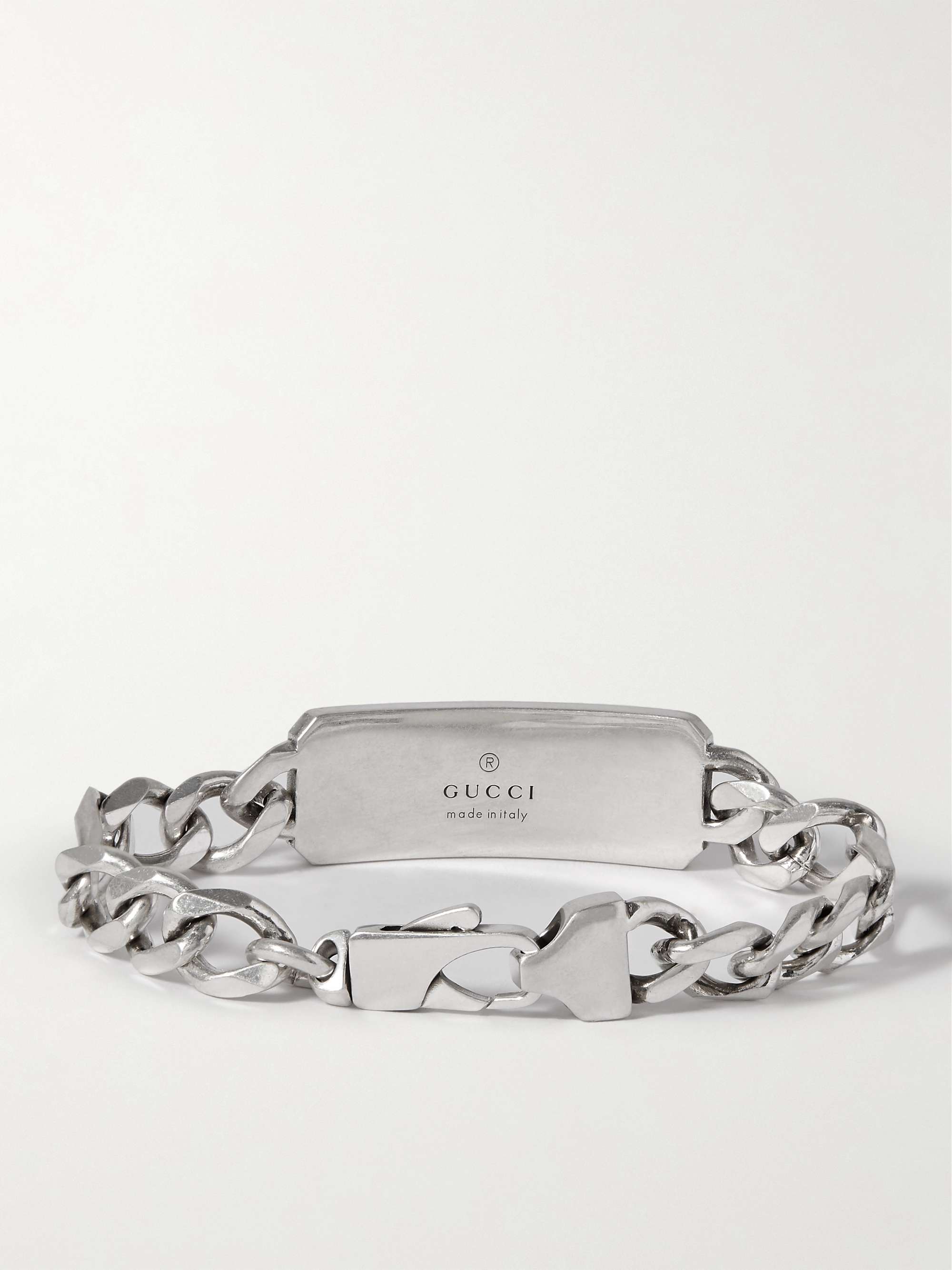 GUCCI GG and Bee Engraved Silver ID Bracelet | MR PORTER