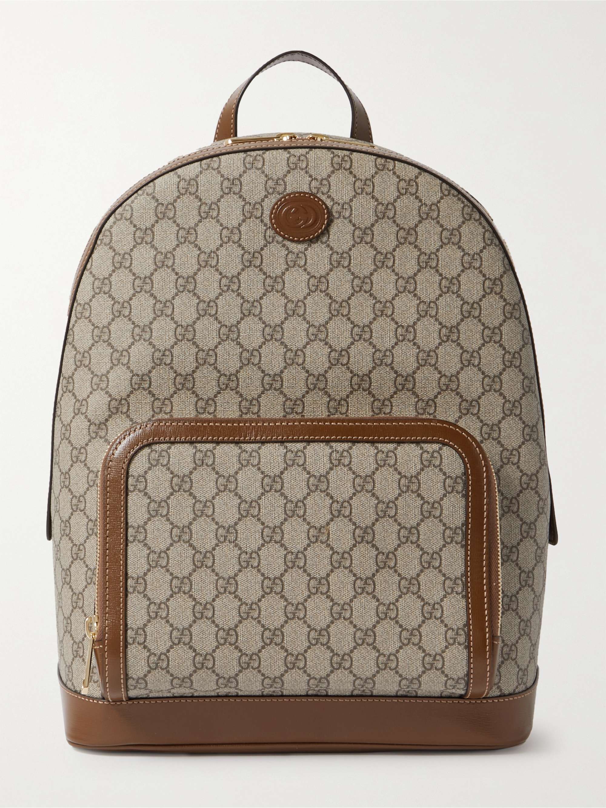 GUCCI GG Retro Leather-Trimmed Monogrammed Coated-Canvas Backpack for Men |  MR PORTER