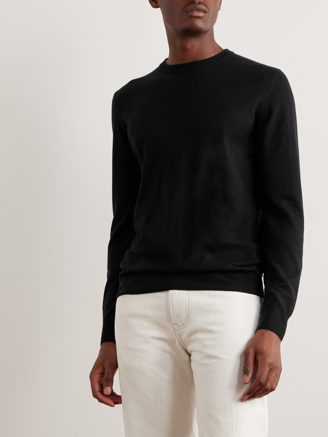 Shop Loro Piana Girocollo Cashmere Sweater In Black