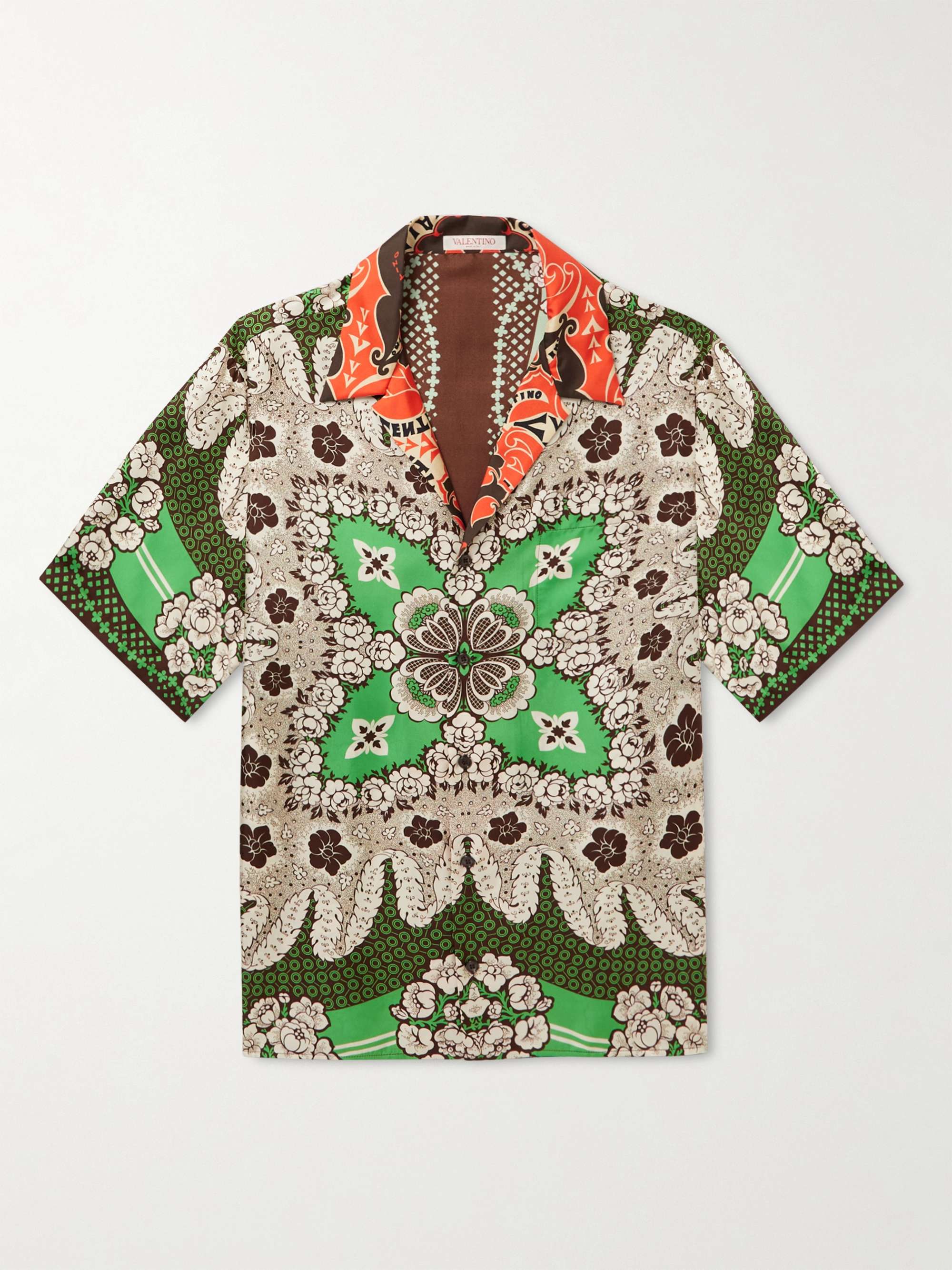VALENTINO GARAVANI Camp-Collar Printed Silk-Twill Shirt for Men | MR PORTER