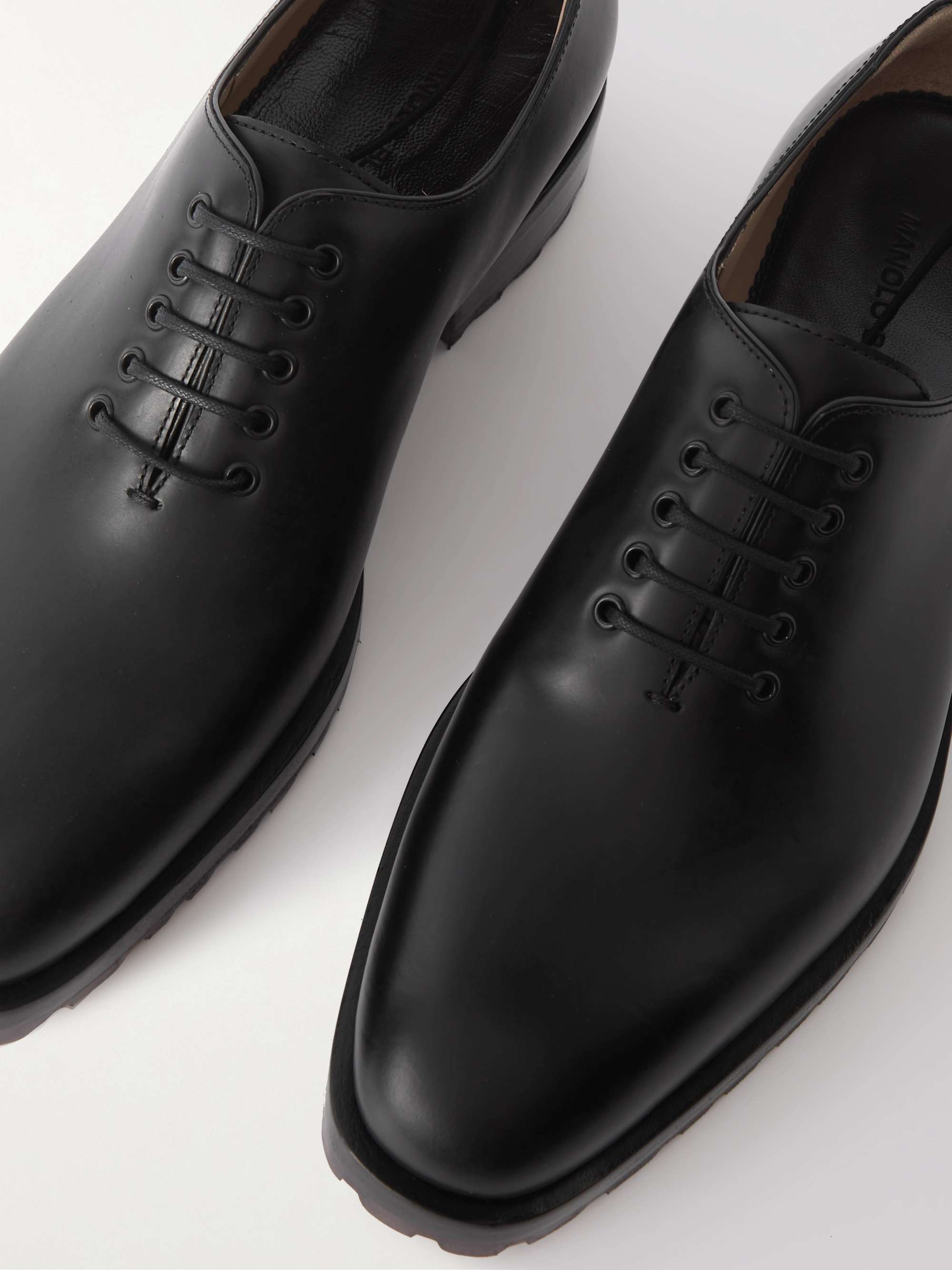 MANOLO BLAHNIK Newley Whole-Cut Leather Oxford Shoes for Men | MR PORTER