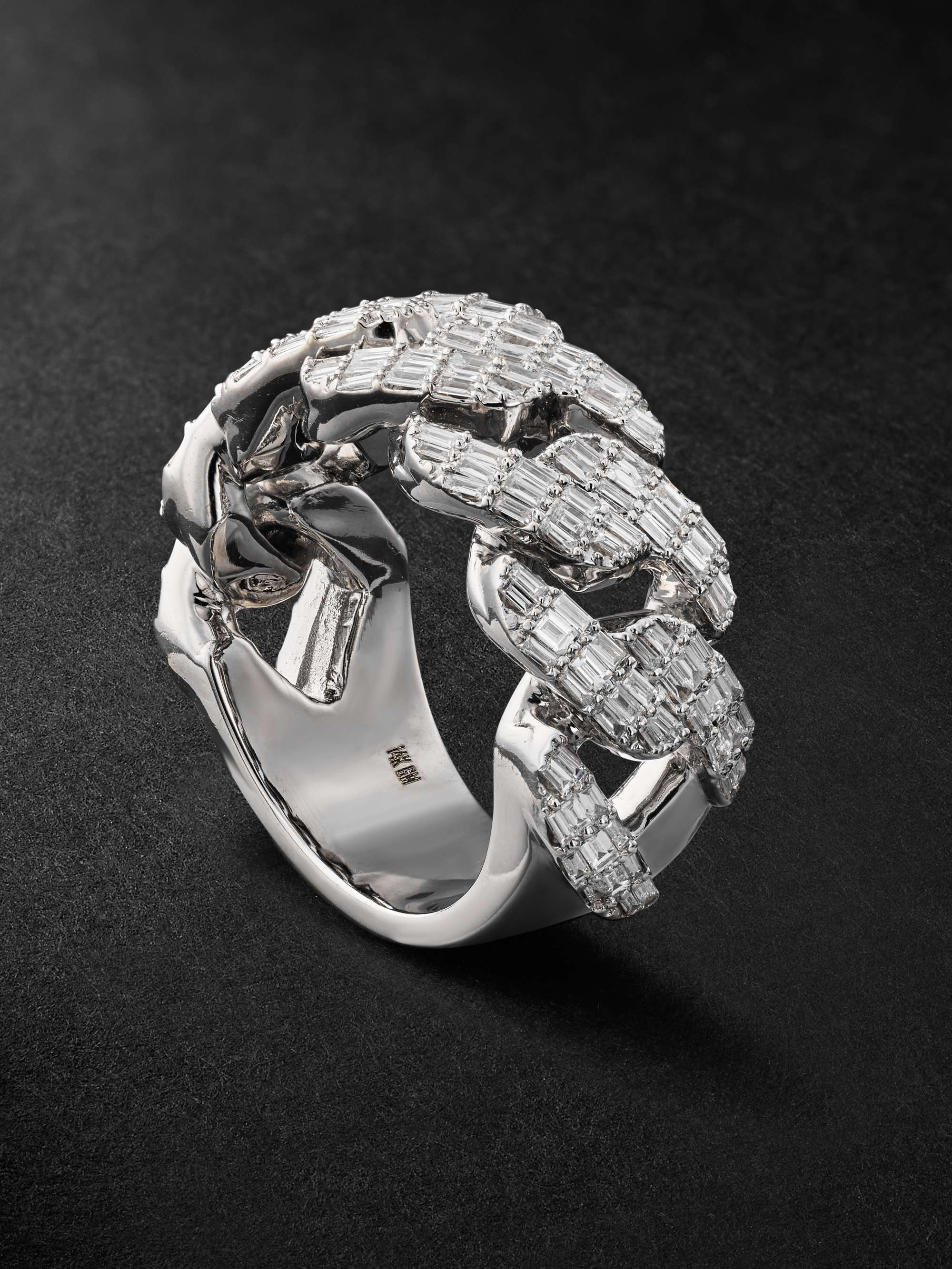 GREG YUNA White Gold Diamond Cuban Ring for Men | MR PORTER