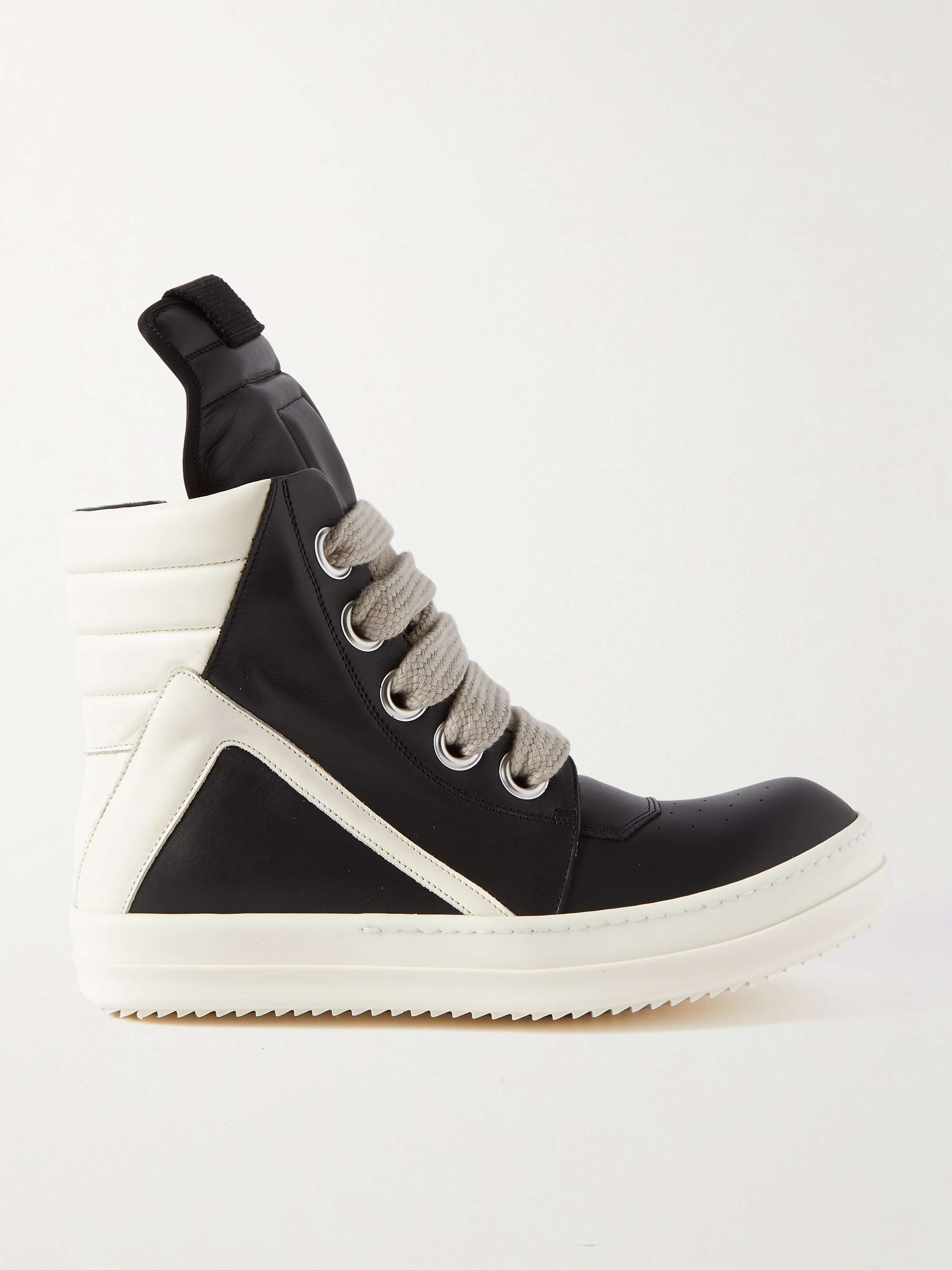 RICK OWENS Geobasket Two-Tone Leather High-Top Sneakers | MR PORTER