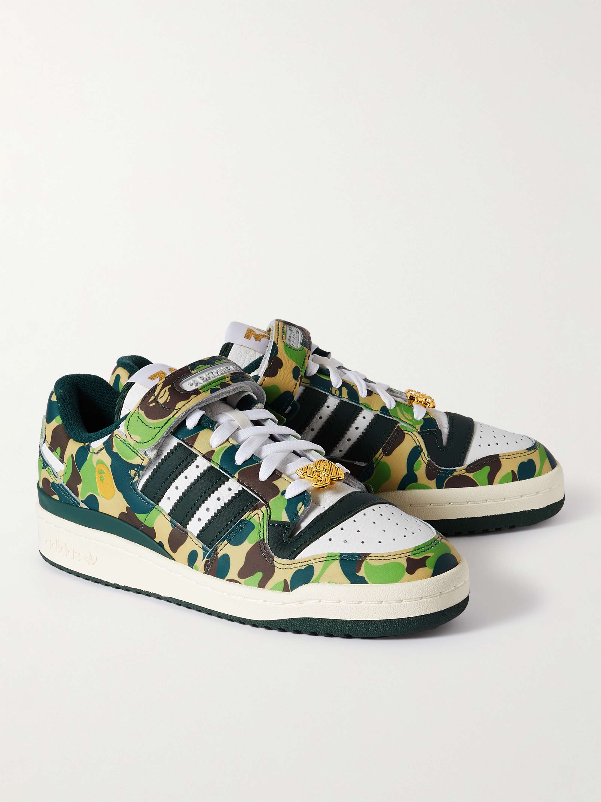 ADIDAS ORIGINALS + A Bathing Ape Forum 84 Low Embellished Printed Leather  Sneakers | MR PORTER