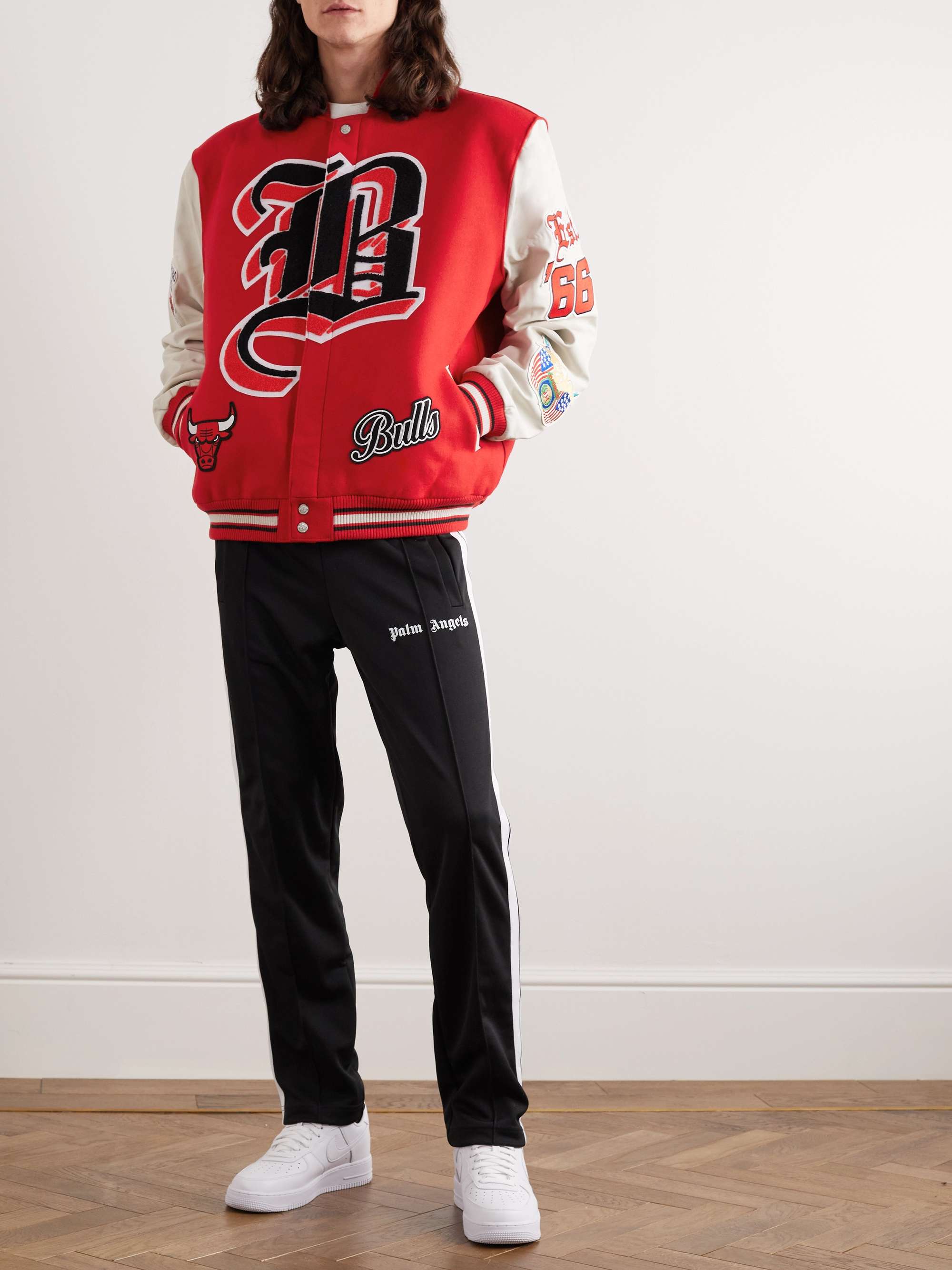 JEFF HAMILTON Bulls Appliquéd Felt and Leather Varsity Jacket for Men | MR  PORTER